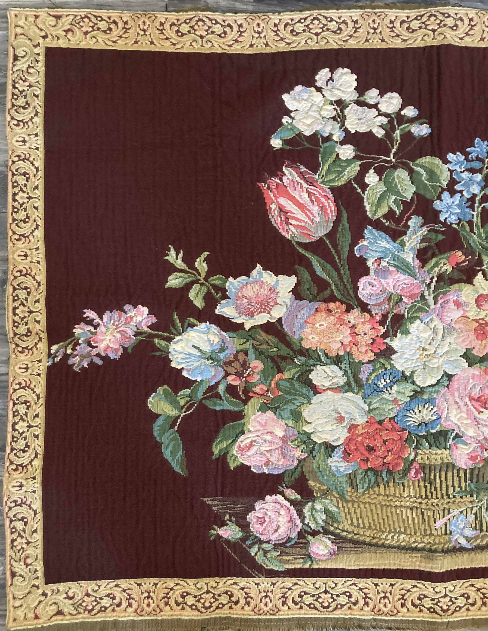 French 1950s Jaquard Floral Wall Tapestry - 2