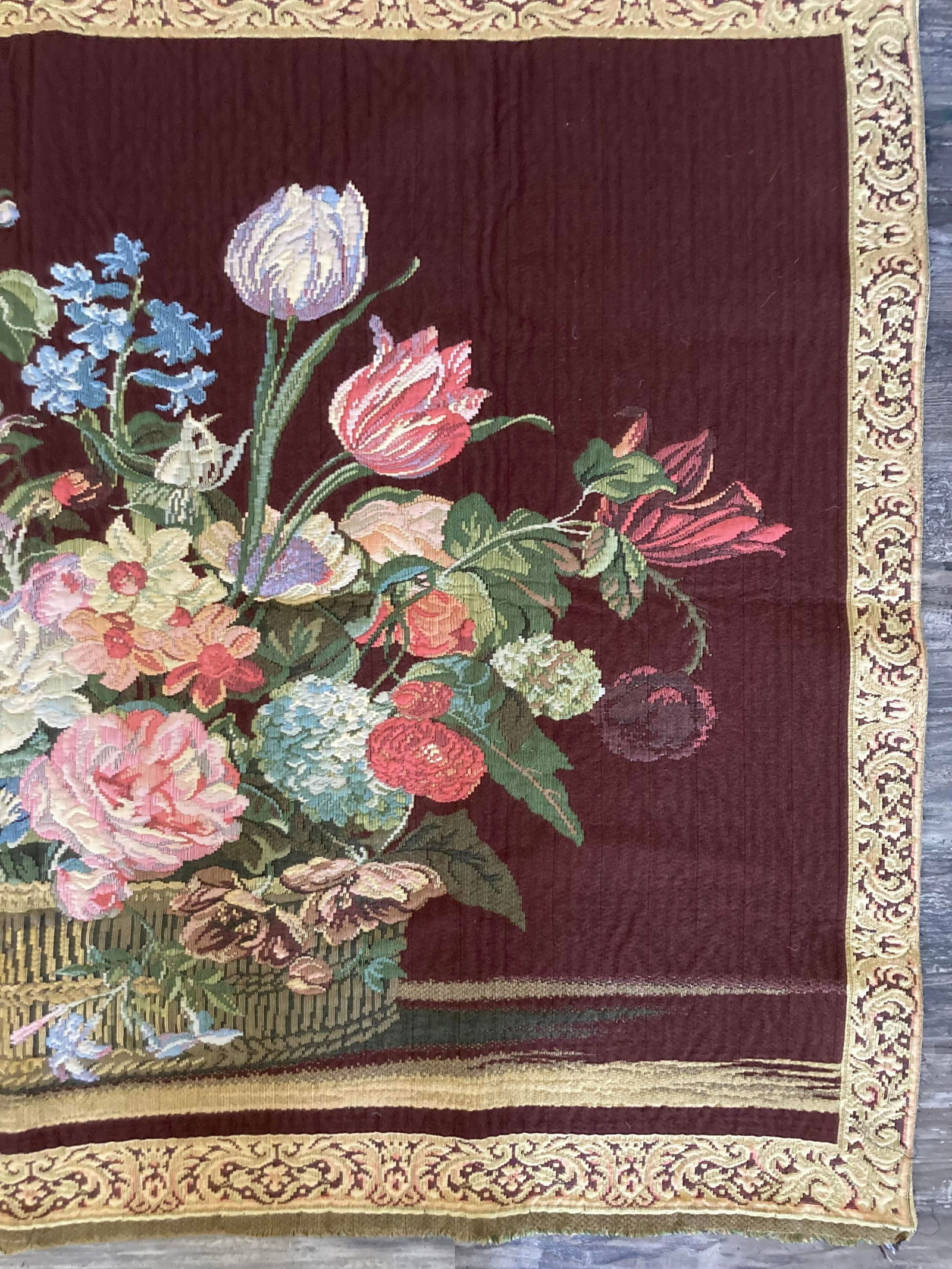 French 1950s Jaquard Floral Wall Tapestry - 4
