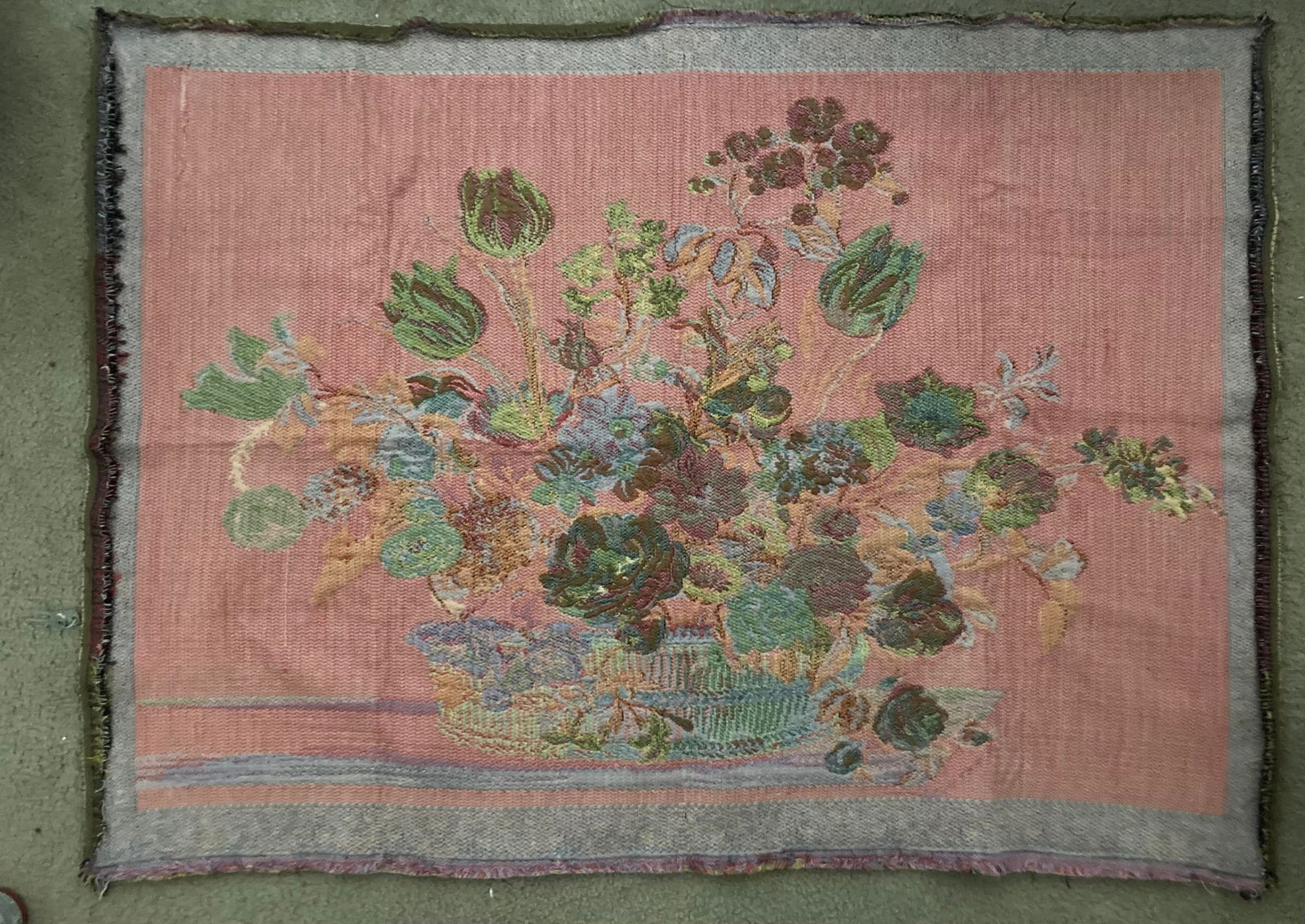 French 1950s Jaquard Floral Wall Tapestry - 5