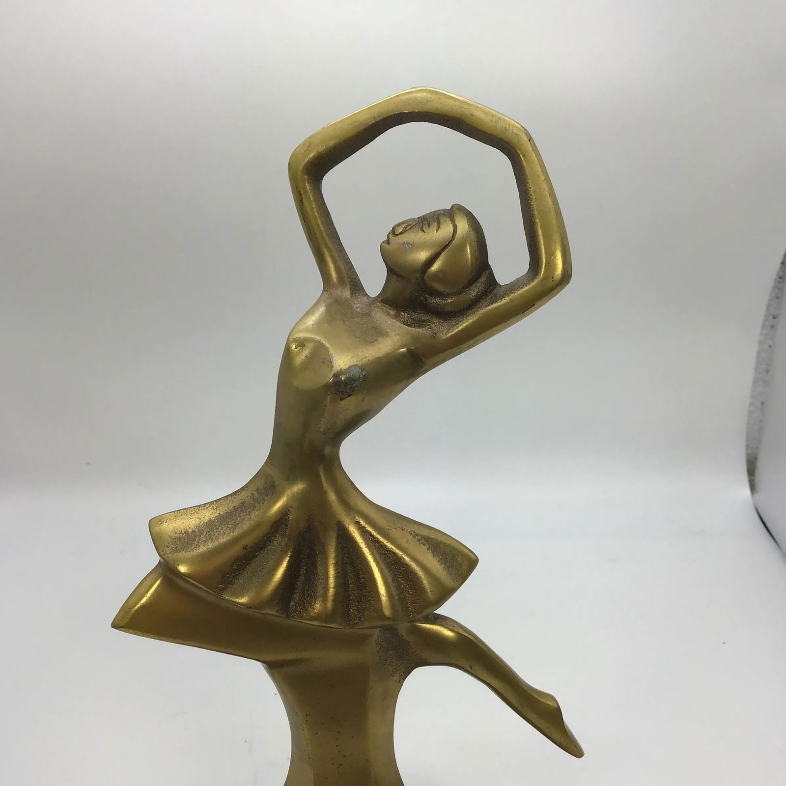 Brass Ballet Trophy Vintage 1990s Brass Ballet Dancer Figurine on Wood Base - 2