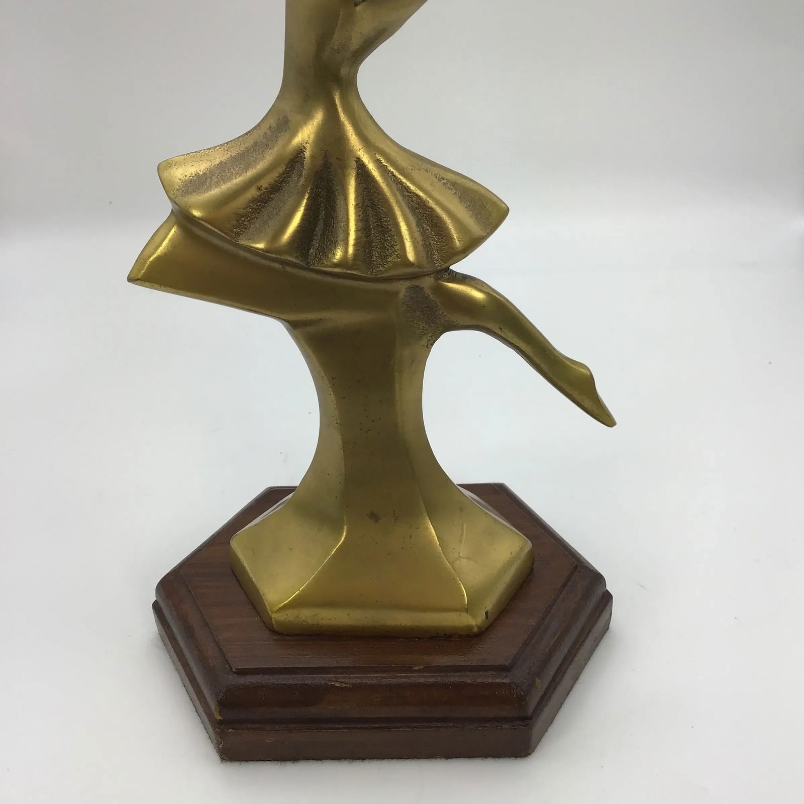 Brass Ballet Trophy Vintage 1990s Brass Ballet Dancer Figurine on Wood Base - 3