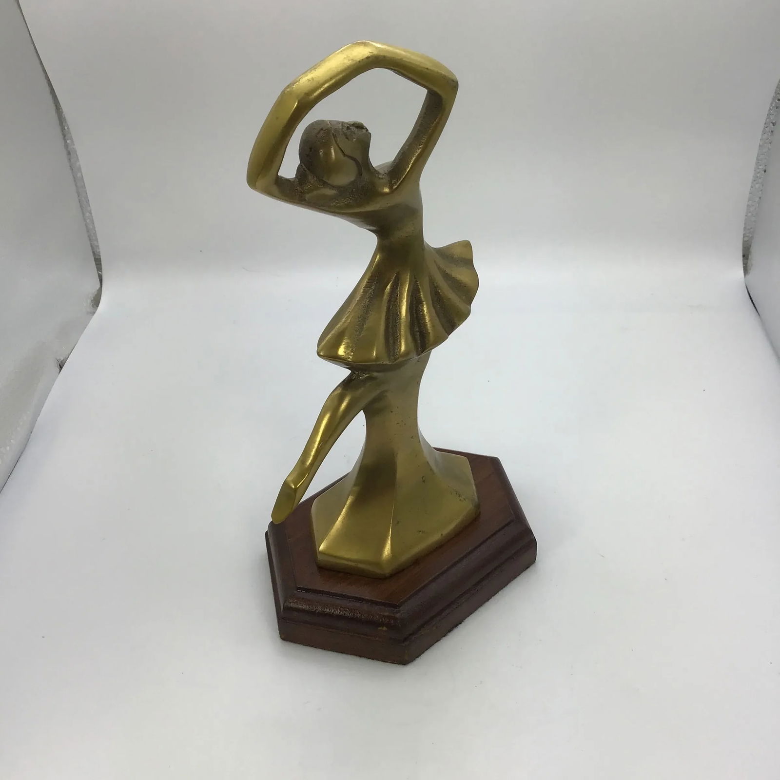 Brass Ballet Trophy Vintage 1990s Brass Ballet Dancer Figurine on Wood Base - 5