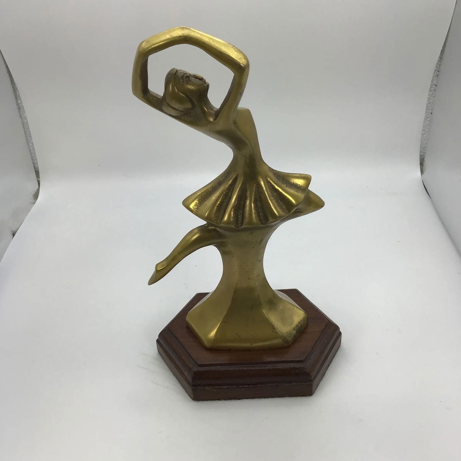 Brass Ballet Trophy Vintage 1990s Brass Ballet Dancer Figurine on Wood Base - 6