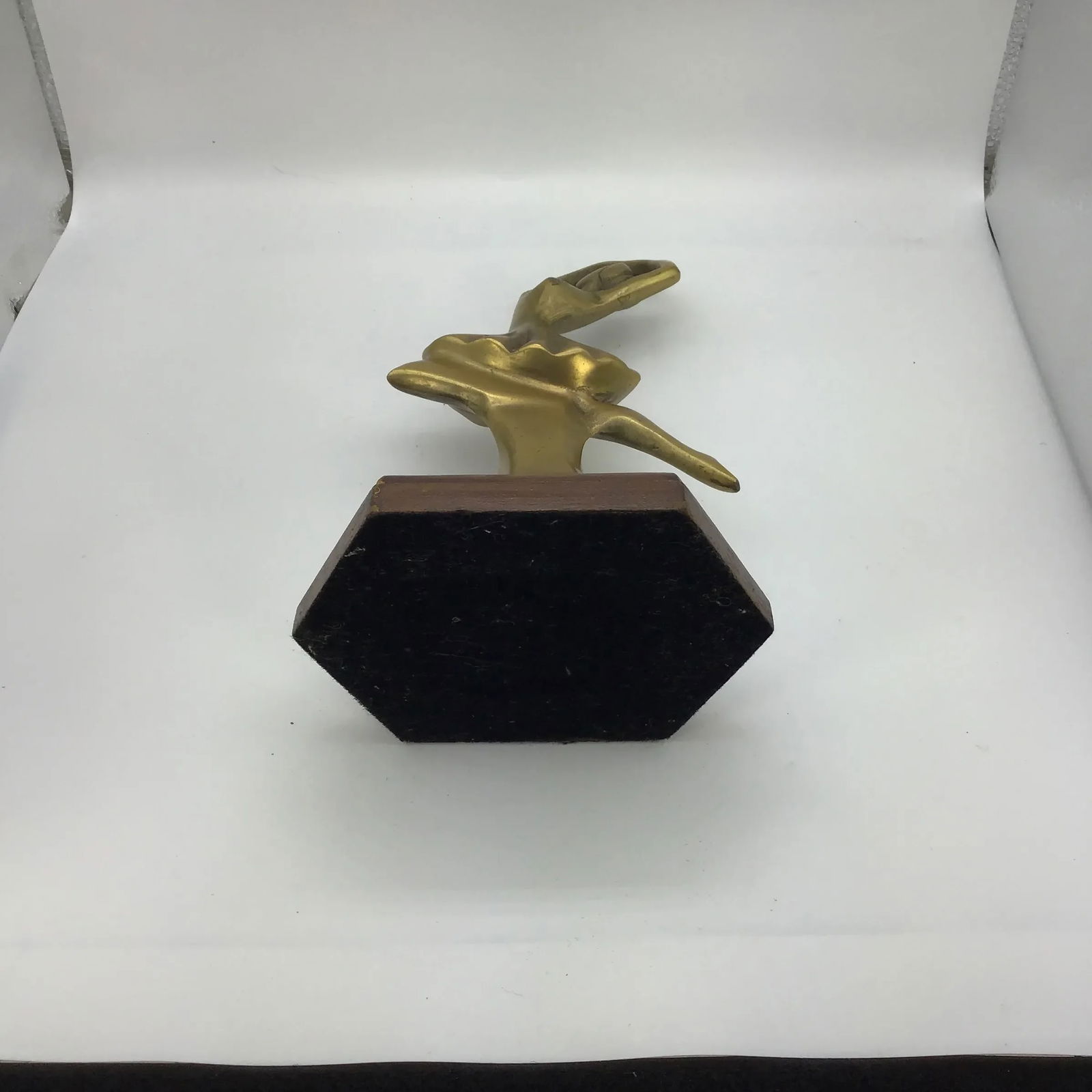 Brass Ballet Trophy Vintage 1990s Brass Ballet Dancer Figurine on Wood Base - 8