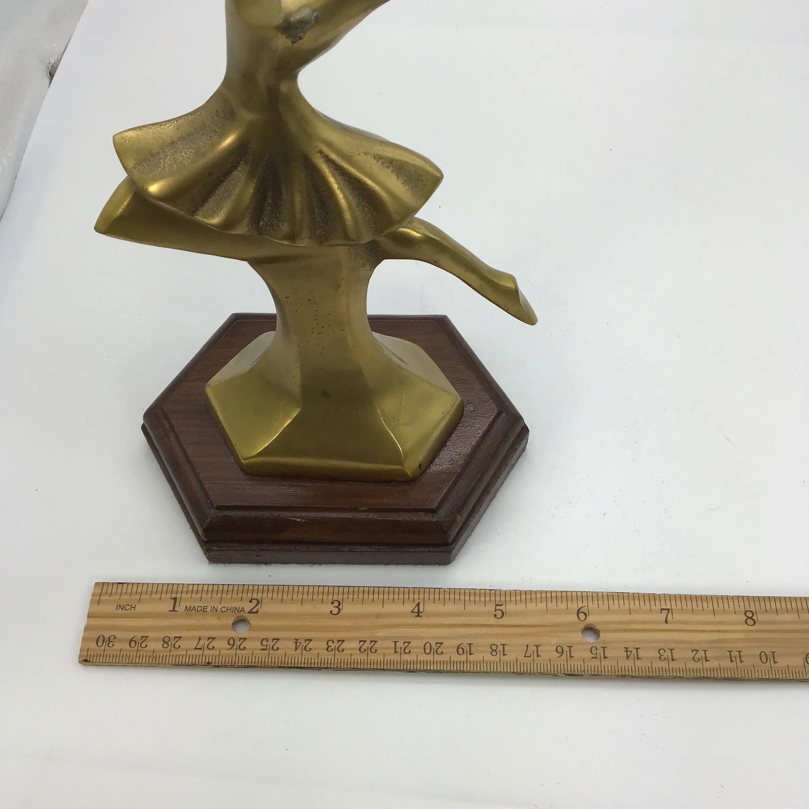 Brass Ballet Trophy Vintage 1990s Brass Ballet Dancer Figurine on Wood Base - 9