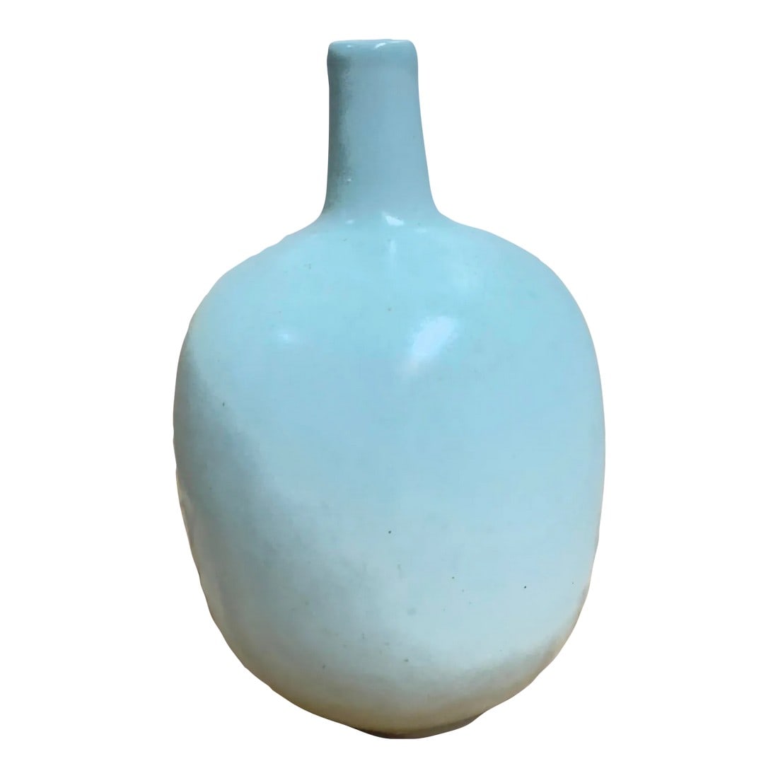 Jonathan Adler Blue Bud Vase for Ata: This lovely minimalist bud vase or weed pot was designed by Jonathan Adler for ATA (Aid to Artisans), an organization which creates lasting economic opportunities for struggling artist communities
