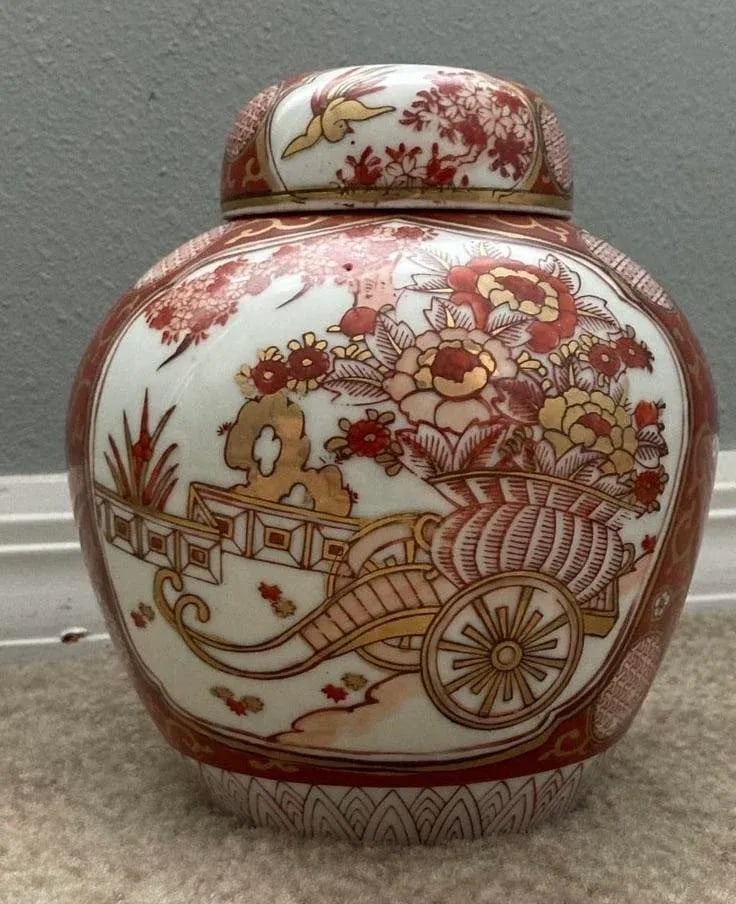 20th C Gold Imari Porcelain Ginger Jar Set- 4 Pieces - 5