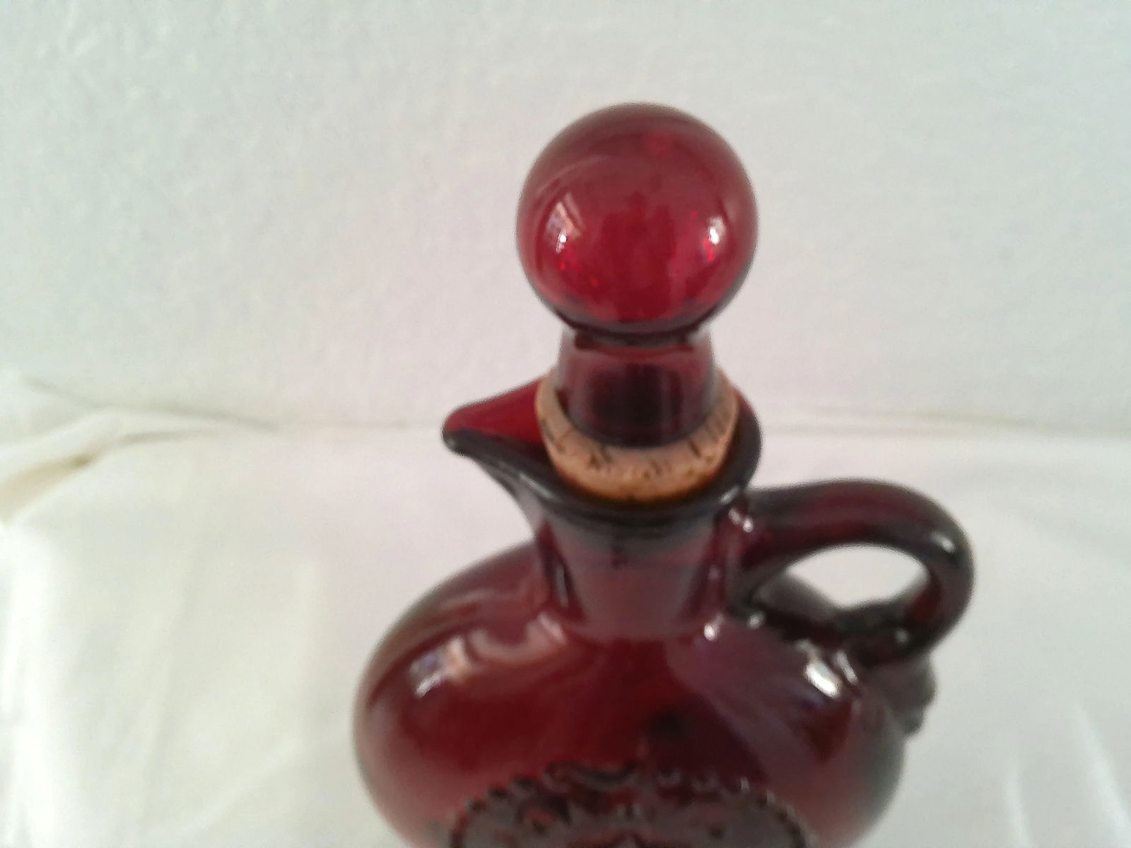 Vintage Ruby Red Americana Glass Decanter - 5