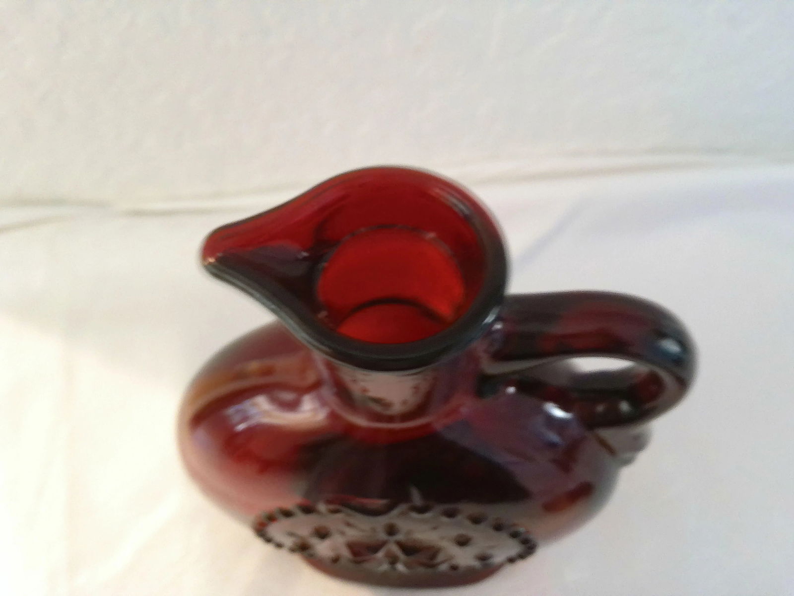 Vintage Ruby Red Americana Glass Decanter - 6