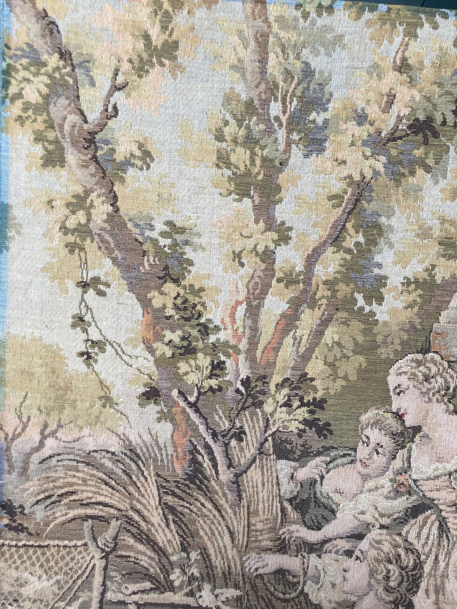 Mid 20th C Aubusson Style Inspired by Francis Boucher Vertical Verdure Romantic Wall Tapestry - 2