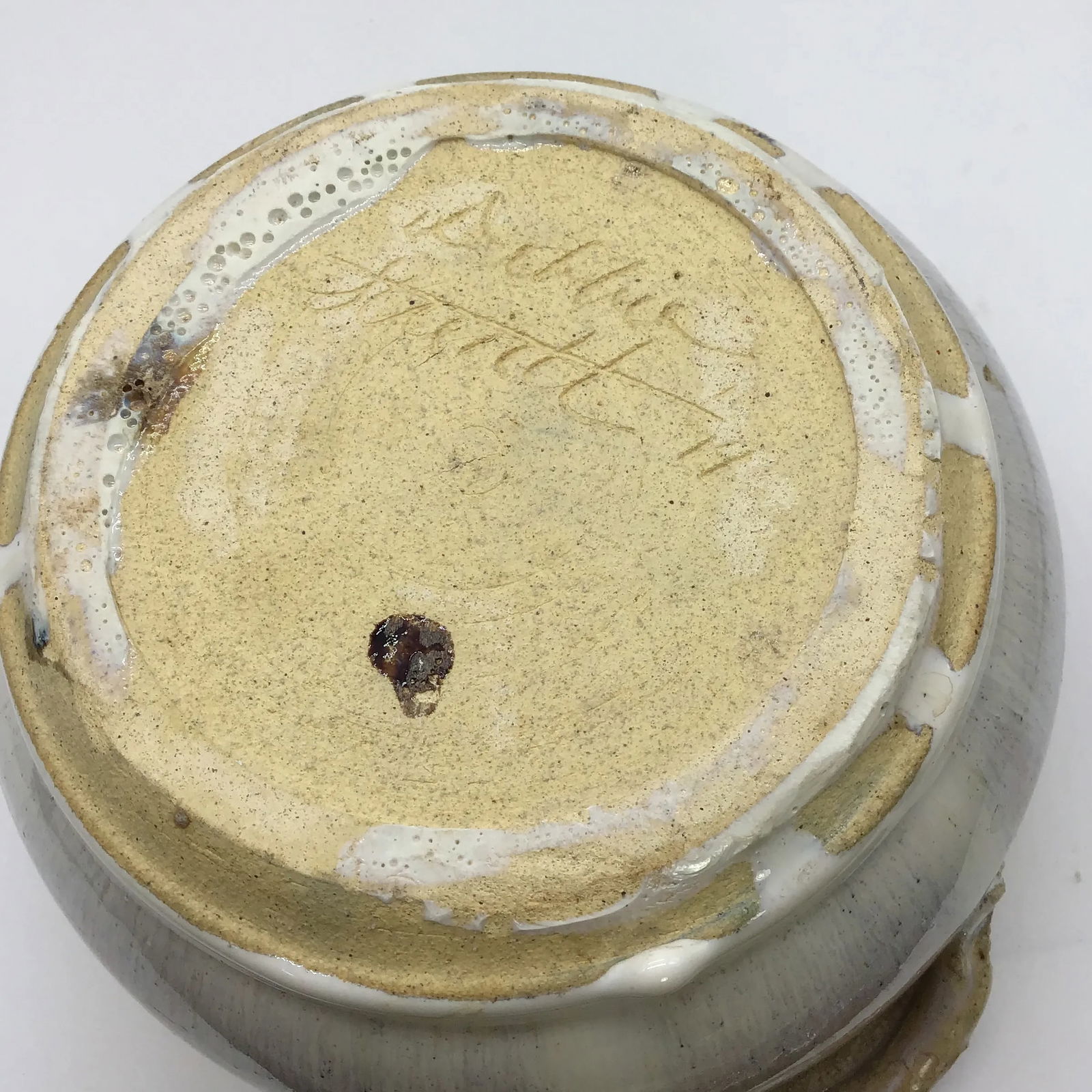 Signed Stoneware Lidded Crock Cookware Vintage Rustic Ceramic Pottery Lidded Fired Dish 1974 Signed - 8