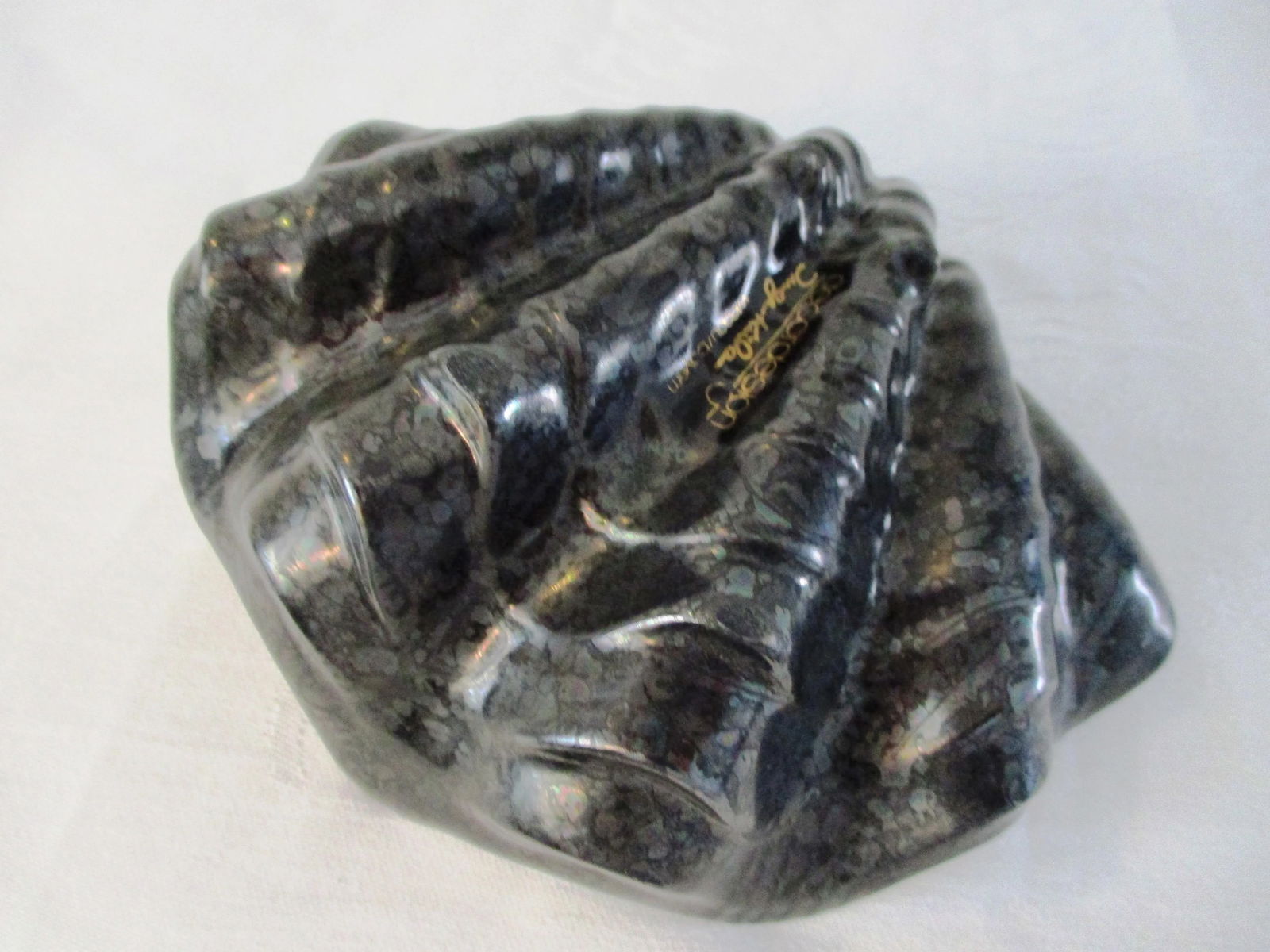 Studio Art Pottery Clam Shell Bowl, Artist Signed - 6