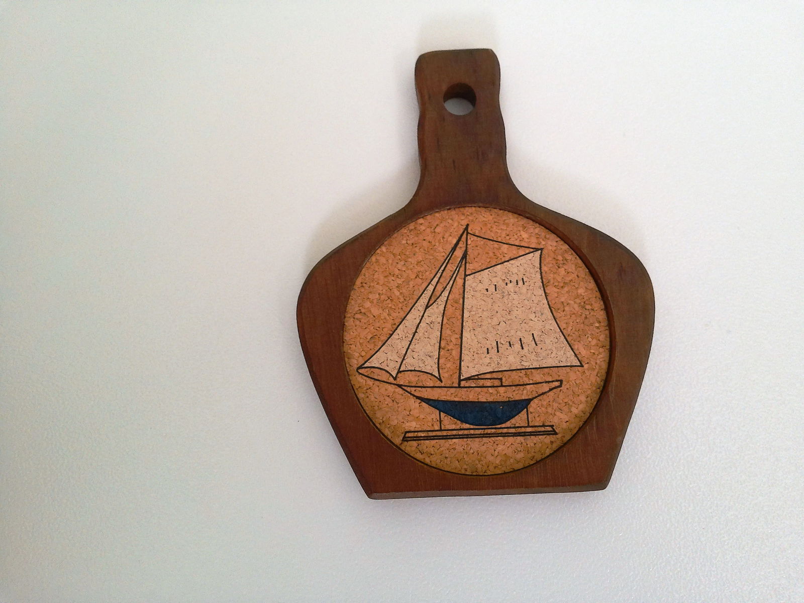 1970s Wood Model Boat Coasters with Holder, 9 Pieces - 2