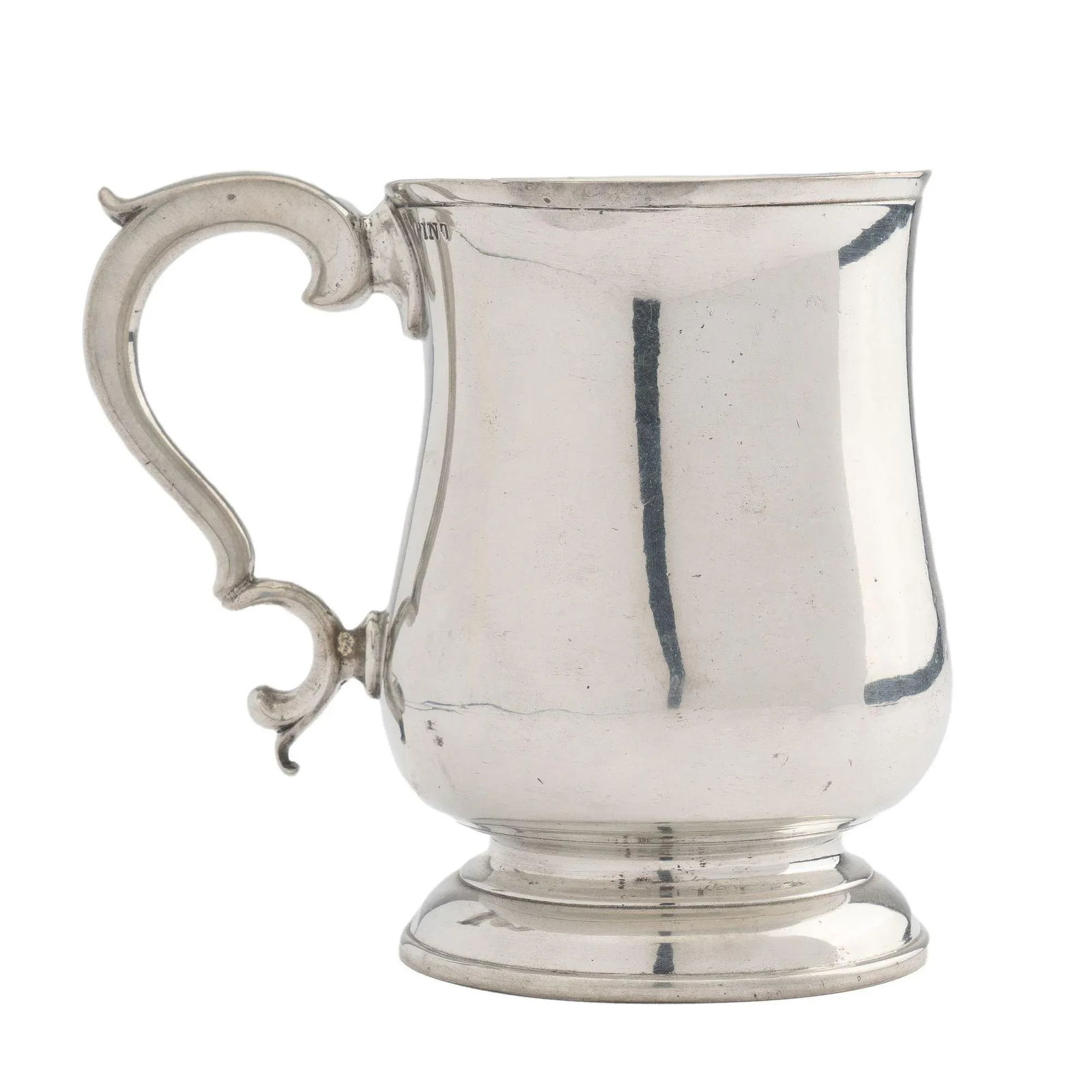 Watts & Harton Tulip Shaped Polished Pewter Mug With Applied Scroll Handle, 1830 - 5