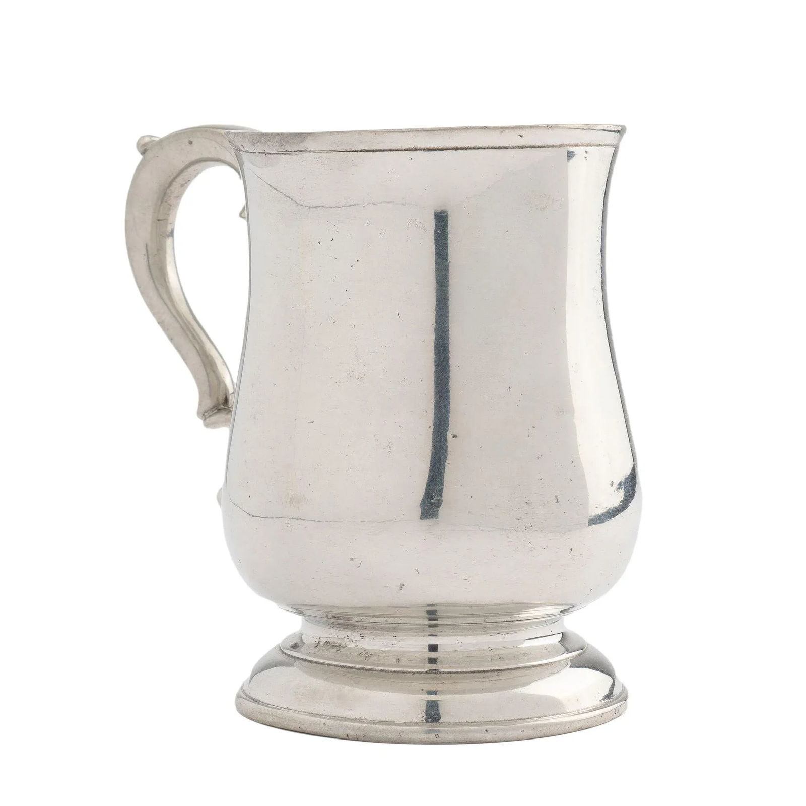 Watts & Harton Tulip Shaped Polished Pewter Mug With Applied Scroll Handle, 1830 - 6