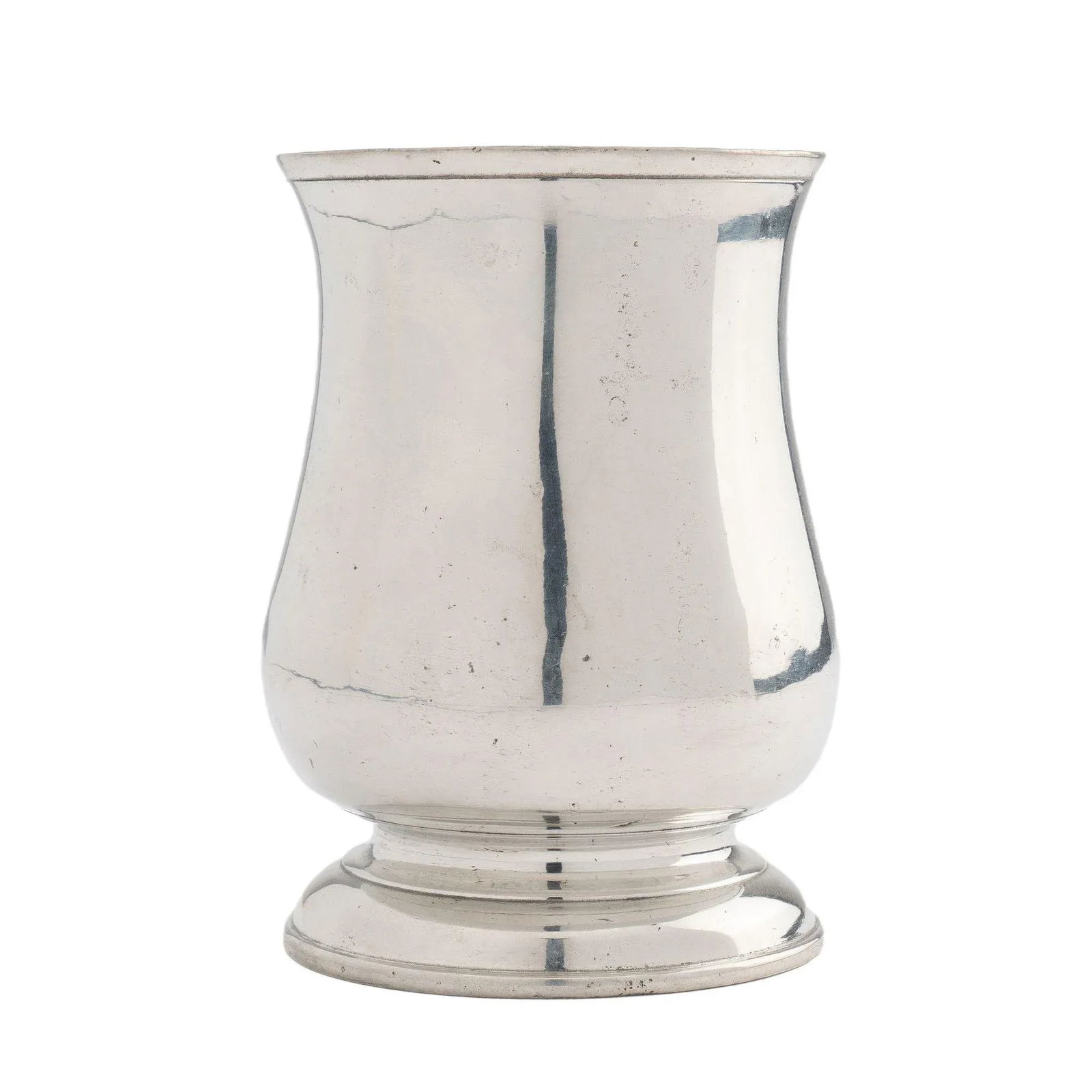 Watts & Harton Tulip Shaped Polished Pewter Mug With Applied Scroll Handle, 1830 - 7