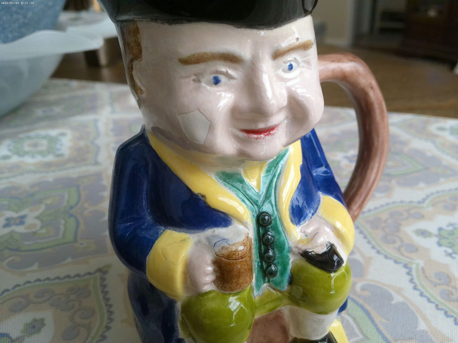 Mid-Century Americana Ceramic Toby Pitcher - 5