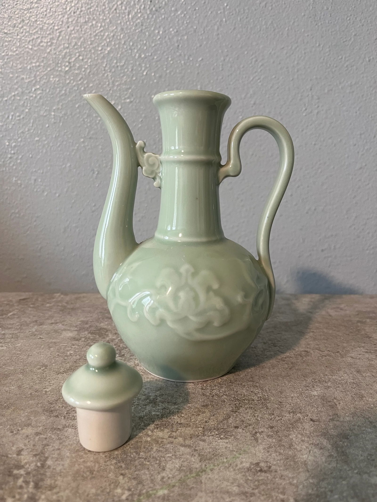 Late 20th Century Celadon Lotus Design Tea Set- 7 Pieces - 3