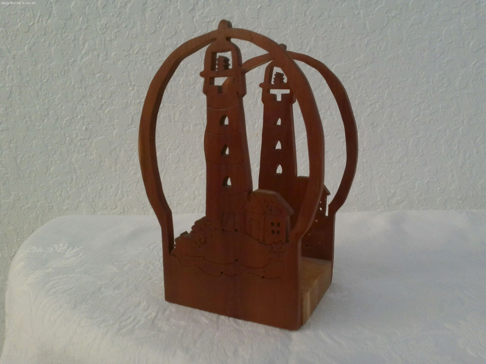 Hand-Made Wood Lighthouse Napkin Holder - 5