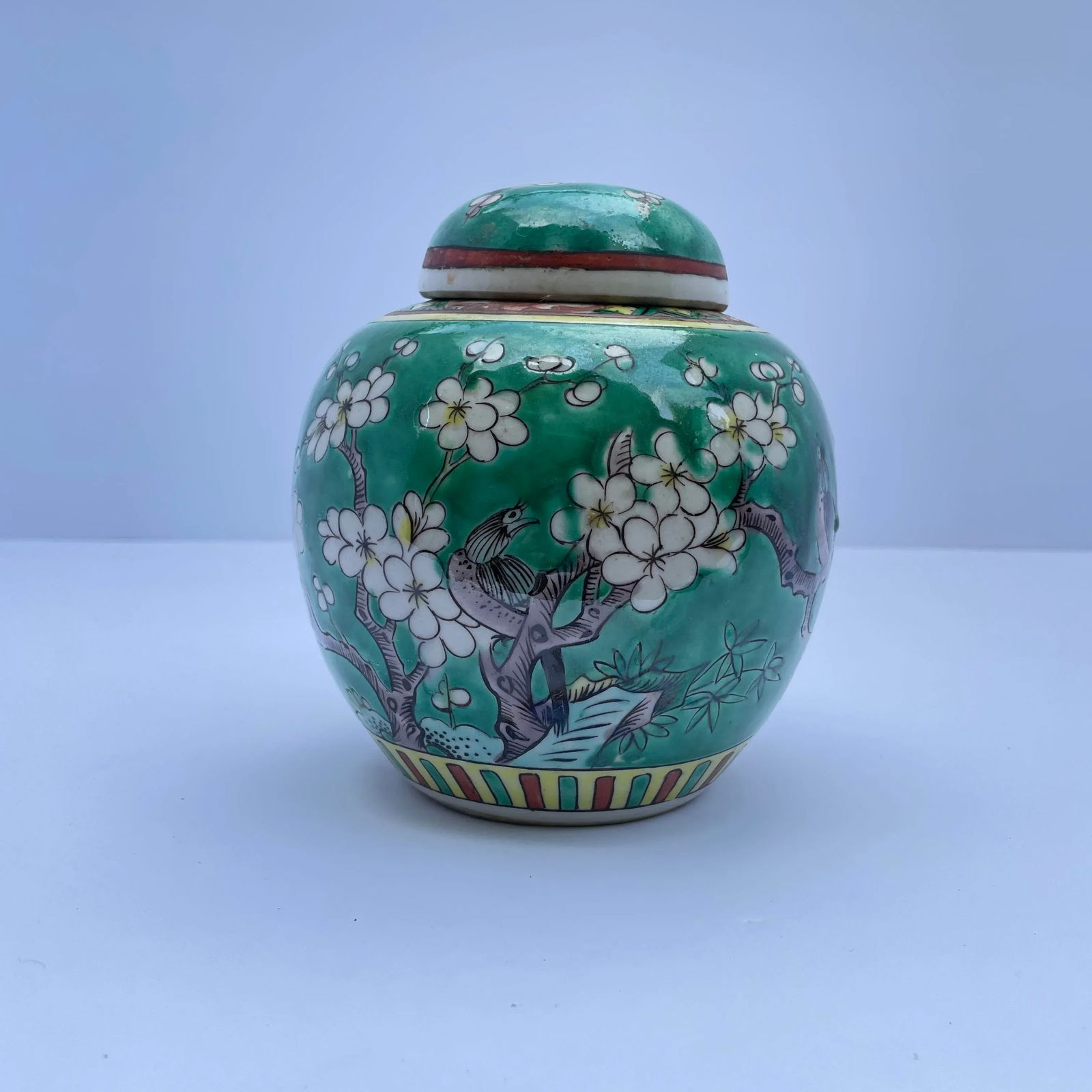 Antique 19th Century Chinese Famille Verte Prunus Blossom Ginger Jar - 11
