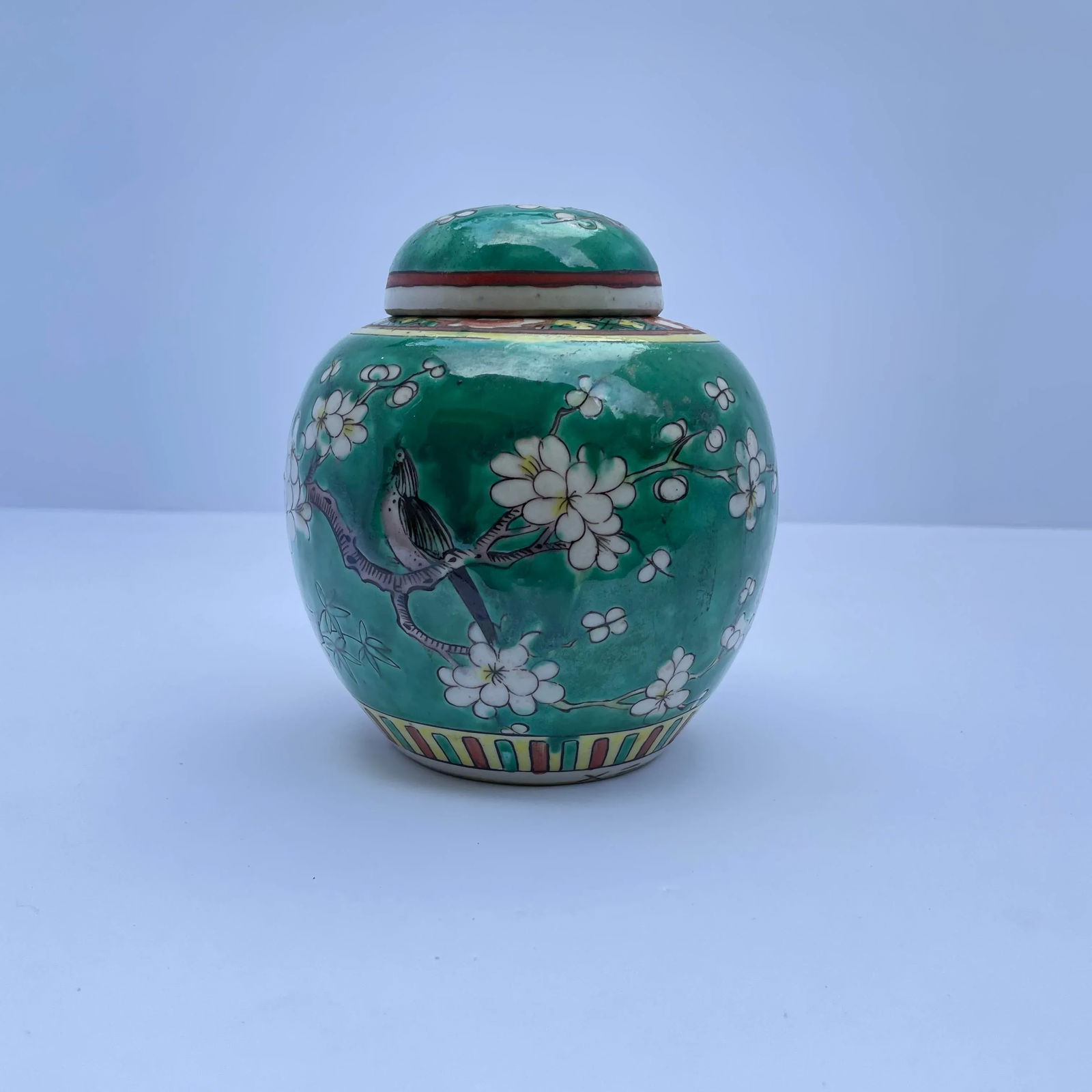 Antique 19th Century Chinese Famille Verte Prunus Blossom Ginger Jar - 2