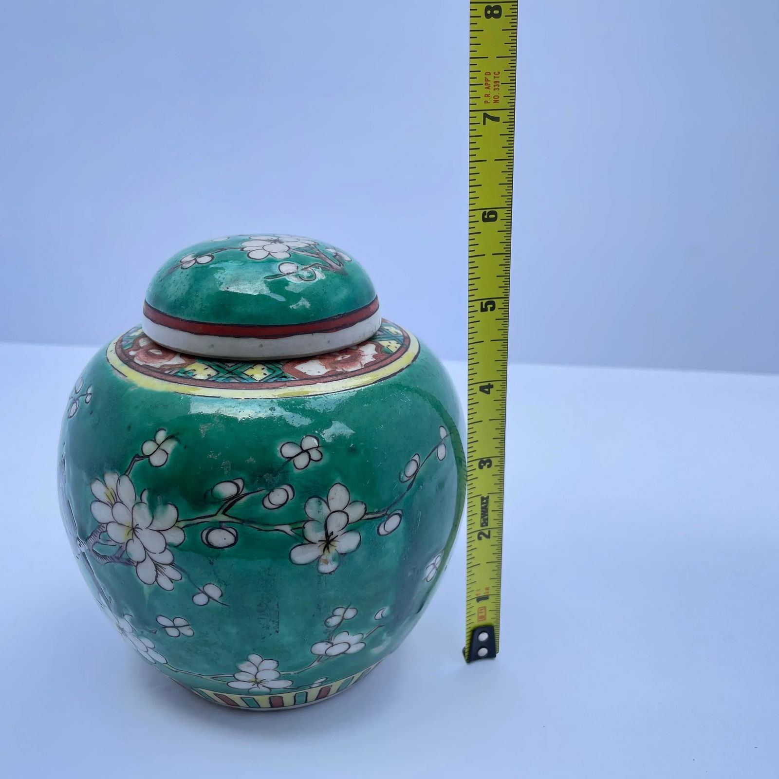 Antique 19th Century Chinese Famille Verte Prunus Blossom Ginger Jar - 9
