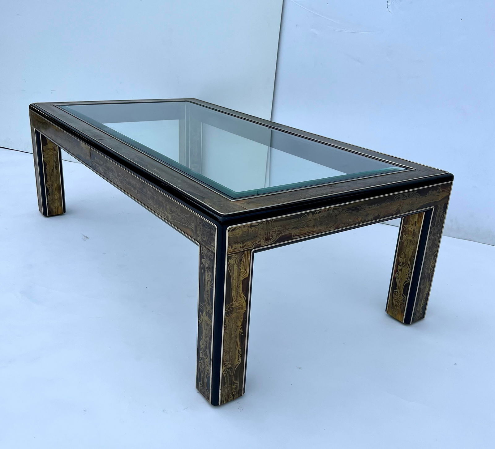 1970s Bernhard Rohne for Mastercraft Acid Etched Brass Coffee Table - 2