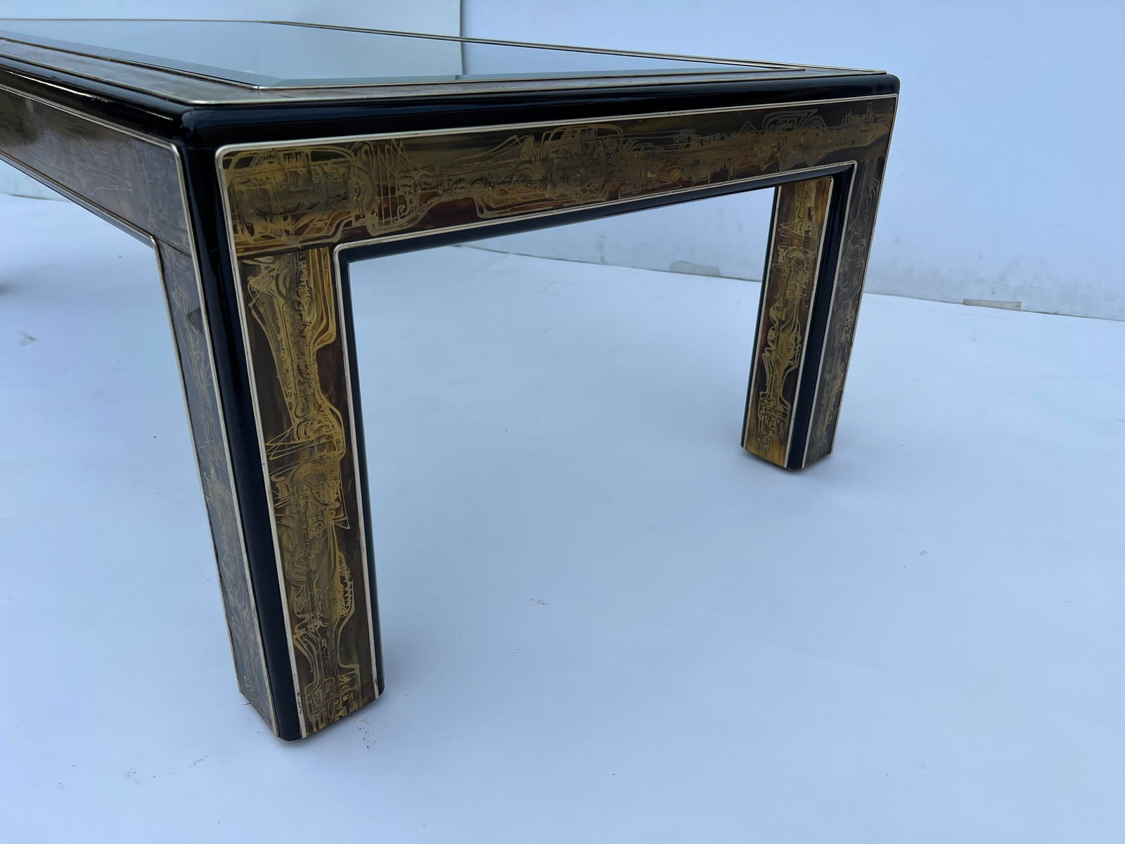 1970s Bernhard Rohne for Mastercraft Acid Etched Brass Coffee Table - 3