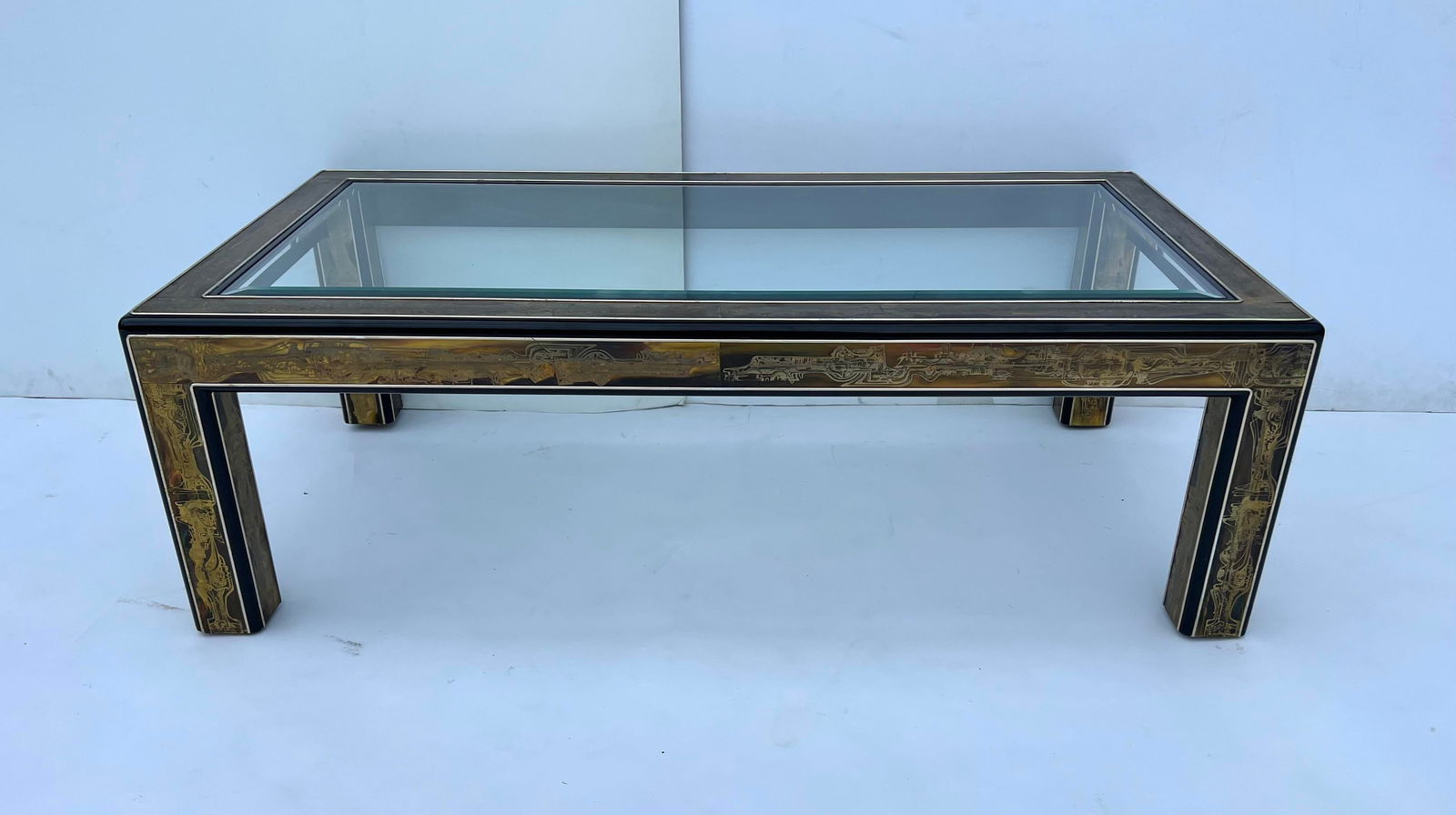 1970s Bernhard Rohne for Mastercraft Acid Etched Brass Coffee Table - 4