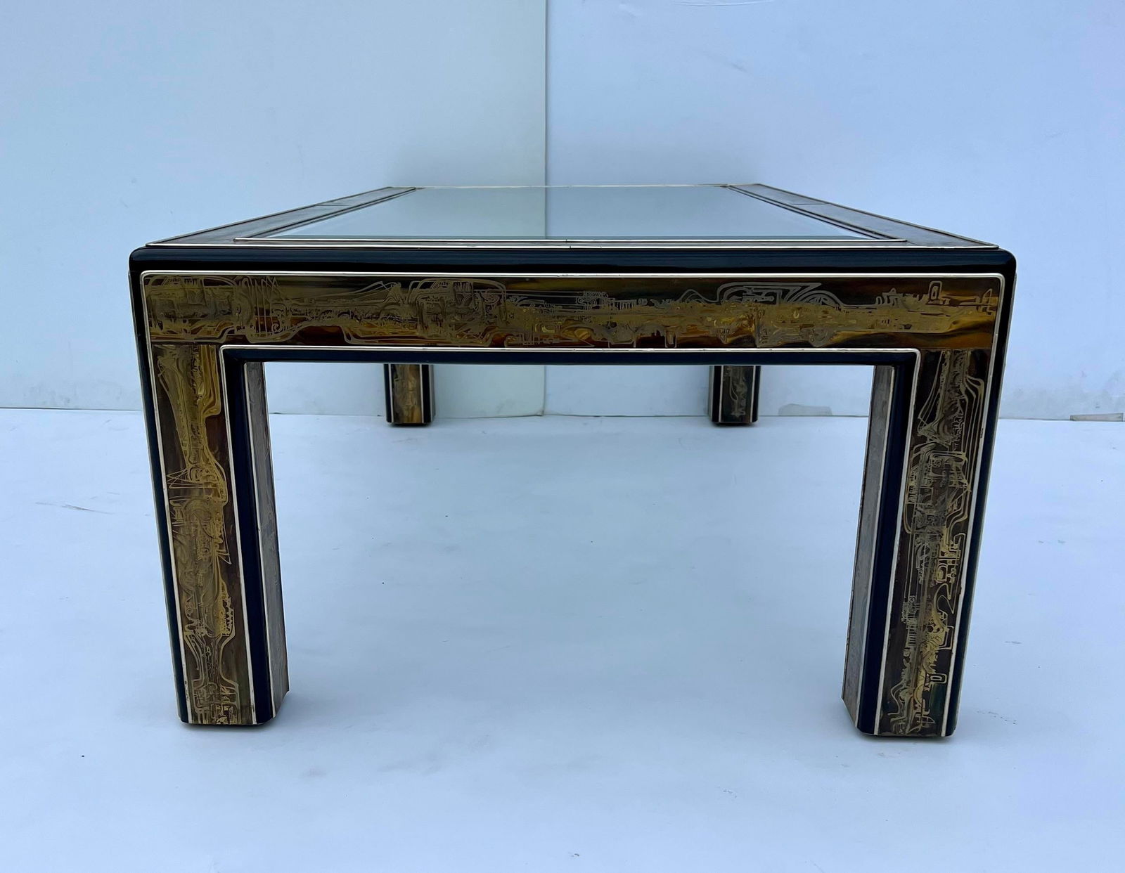 1970s Bernhard Rohne for Mastercraft Acid Etched Brass Coffee Table - 6