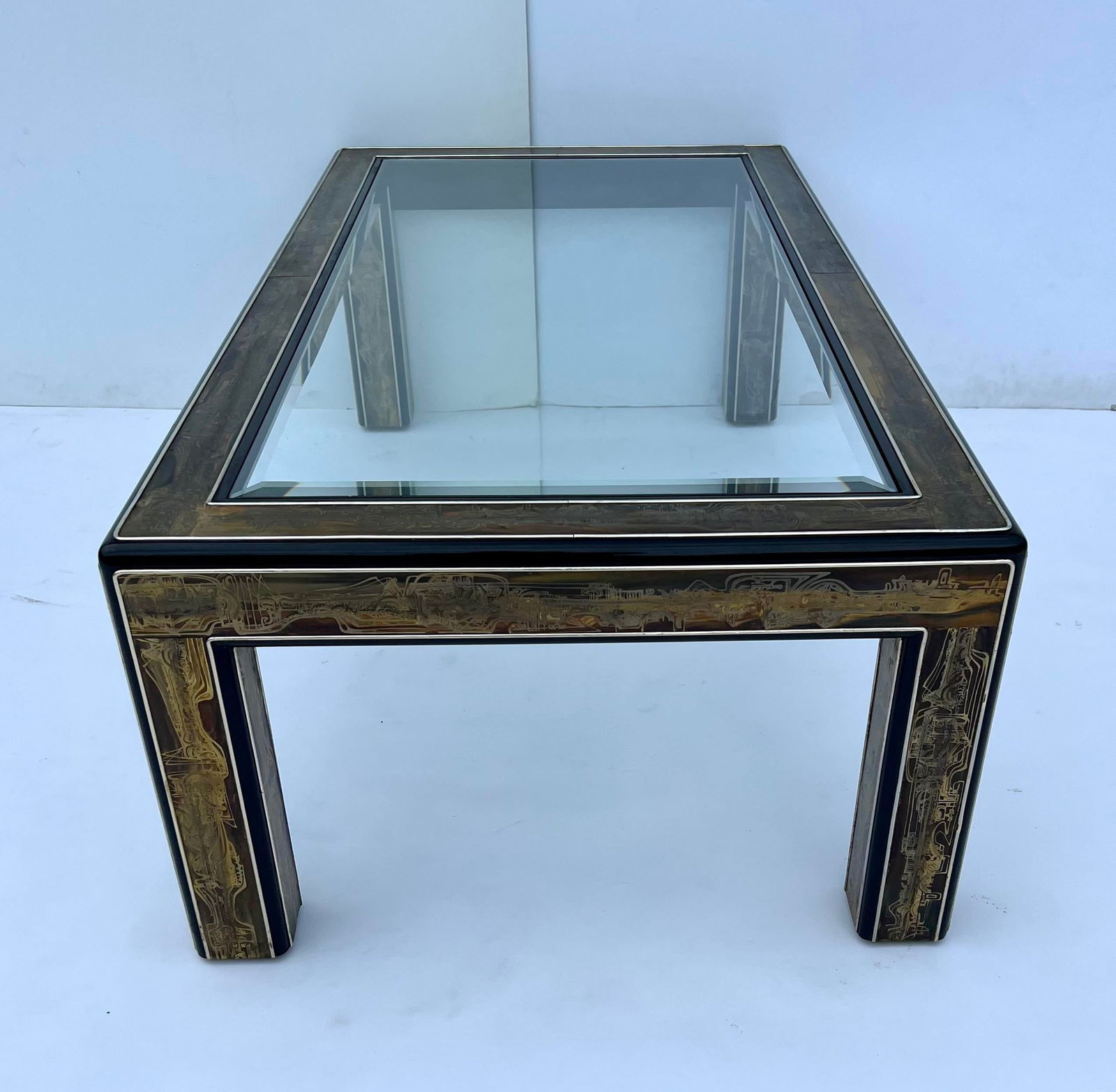 1970s Bernhard Rohne for Mastercraft Acid Etched Brass Coffee Table - 7