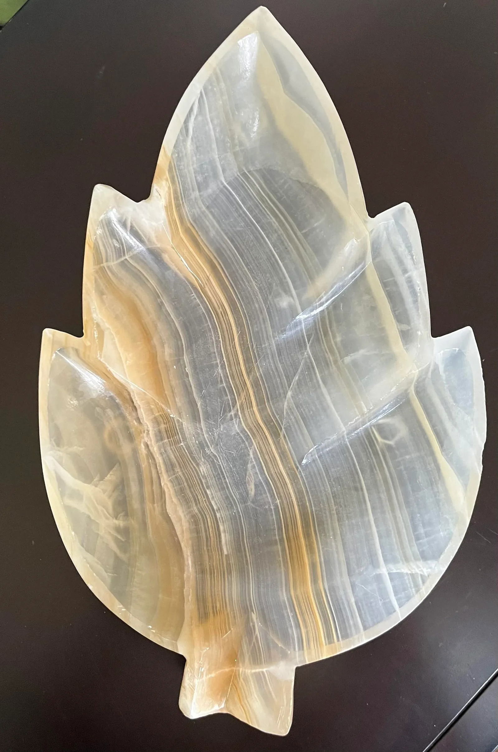 1950s Large Onyx Leaf Shaped Catchall- Italy - 2