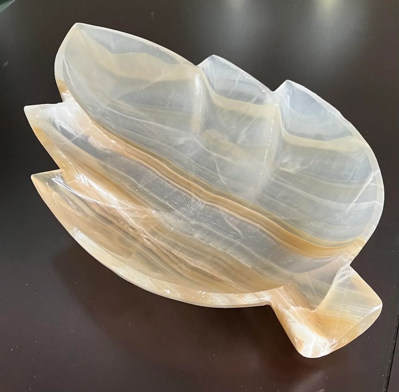 1950s Large Onyx Leaf Shaped Catchall- Italy - 3