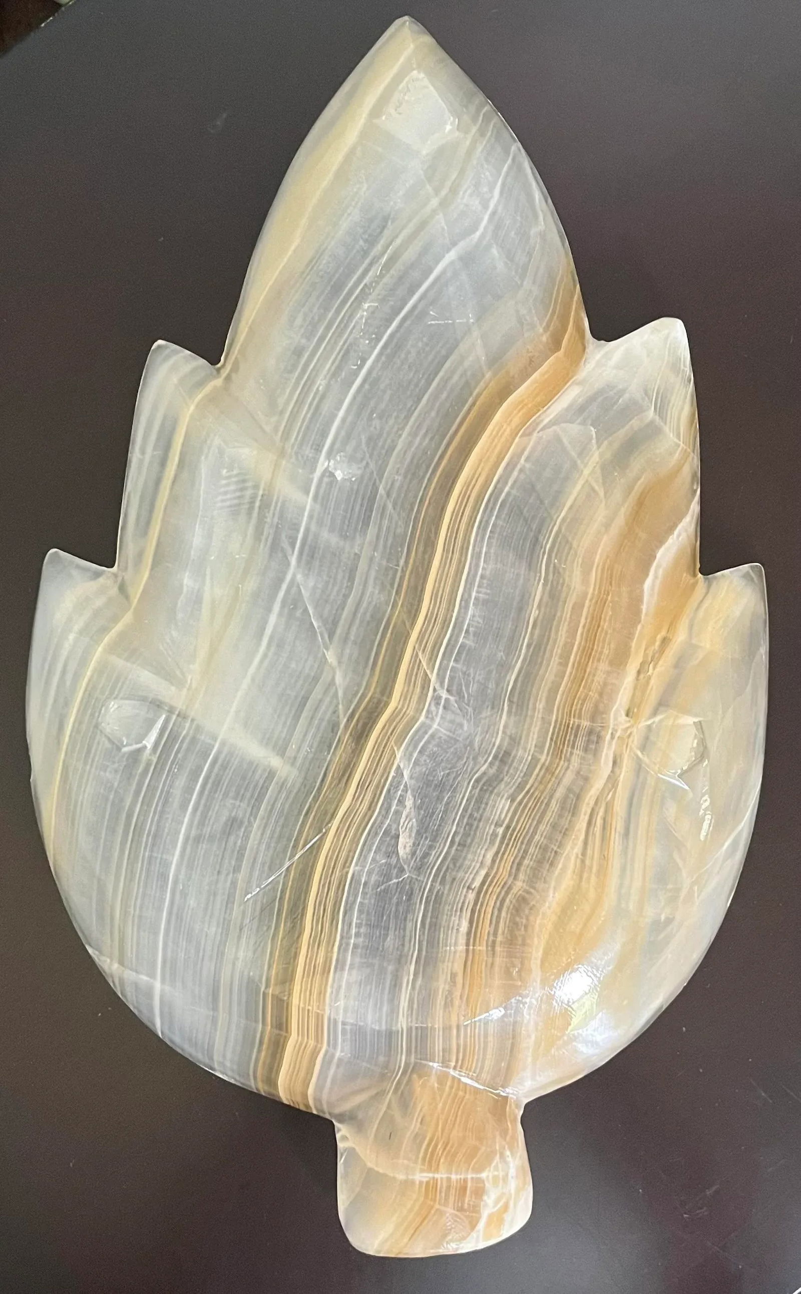 1950s Large Onyx Leaf Shaped Catchall- Italy - 5