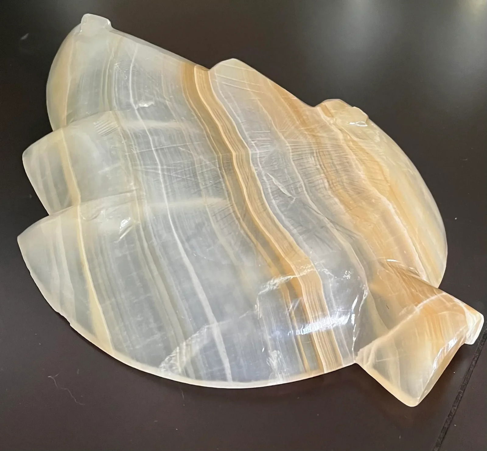 1950s Large Onyx Leaf Shaped Catchall- Italy - 7