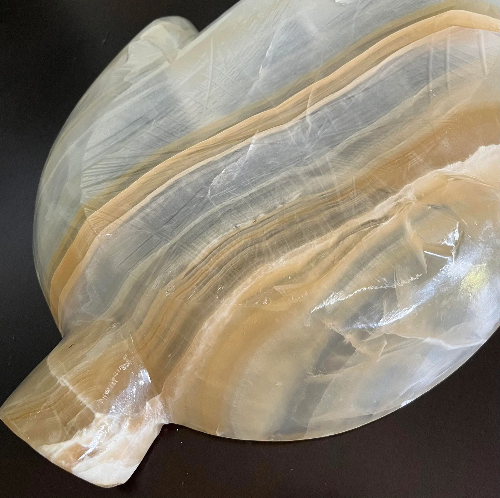 1950s Large Onyx Leaf Shaped Catchall- Italy - 8