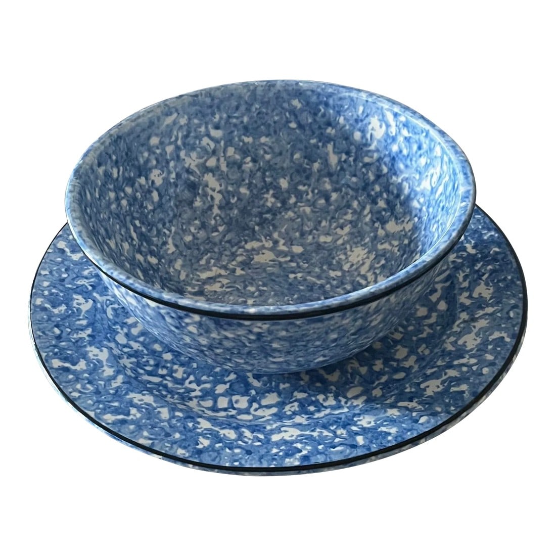 1970s Stangl Town and Country Serving Plate and Bowl Set- 2 Pieces: Proudly made in Trenton, NJ since 1805 (although the corporation officially closed their doors in the late 1970s), these sweet Stangl splatterware dishes will liven up any spring or summer table top!