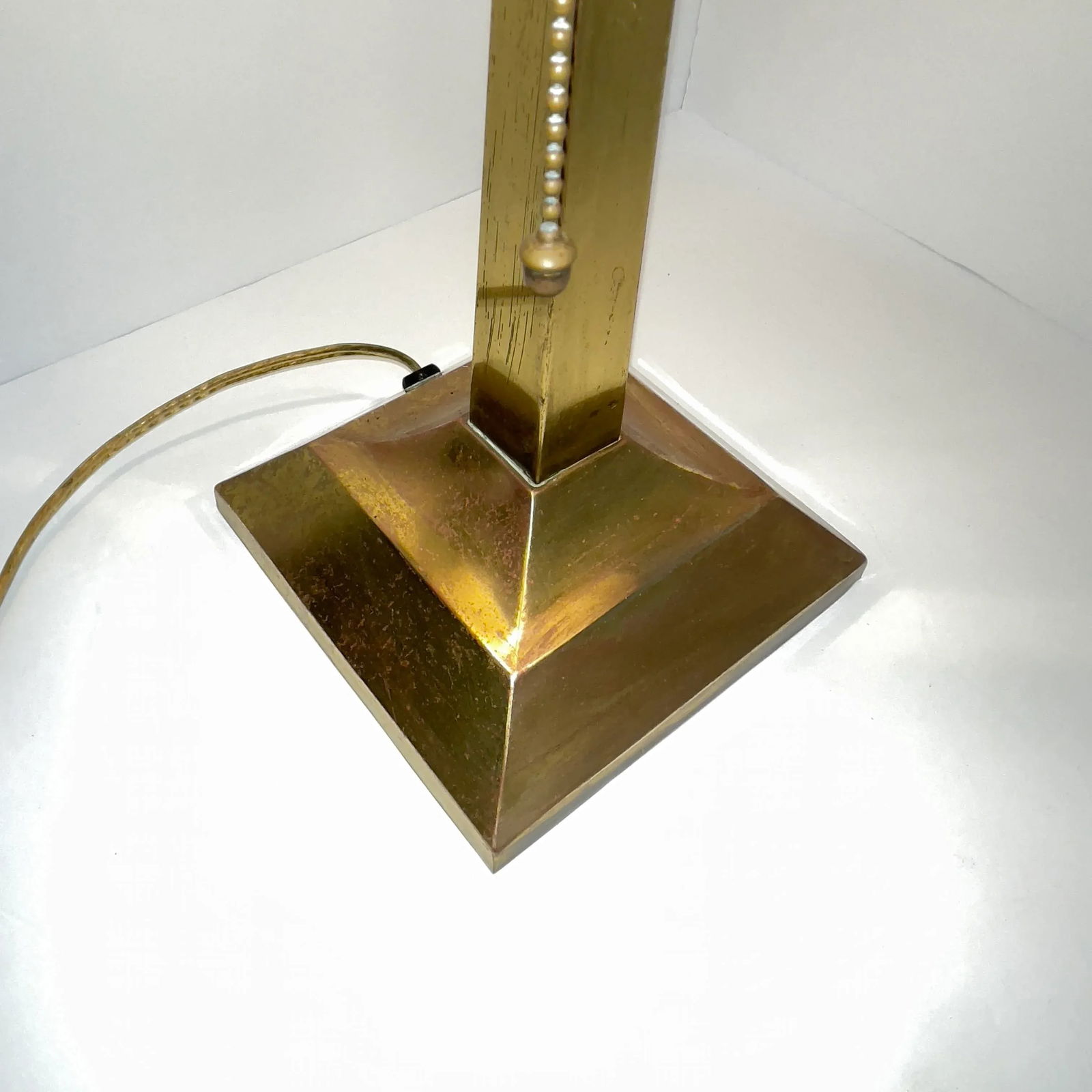 Circa 1920s Antique Brass Lamp With Reticulated Brass Lampshade - 3