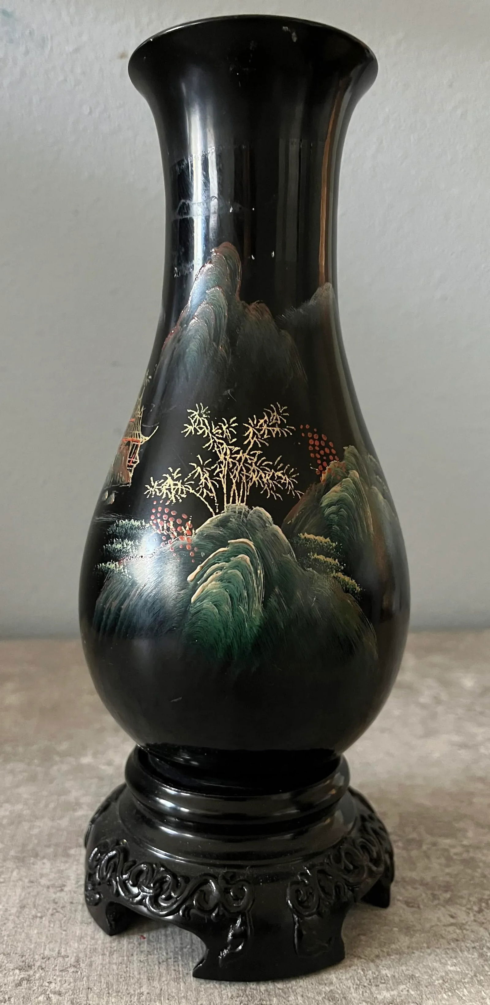 1980s Chinese Hand-Painted Foochow Vases- a Pair - 2