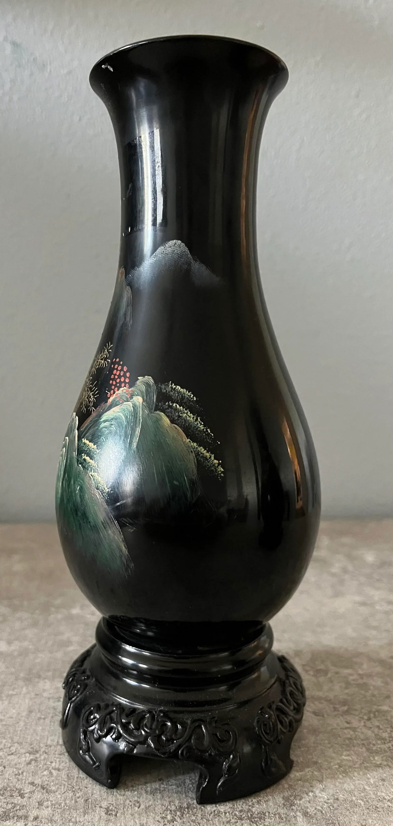 1980s Chinese Hand-Painted Foochow Vases- a Pair - 3