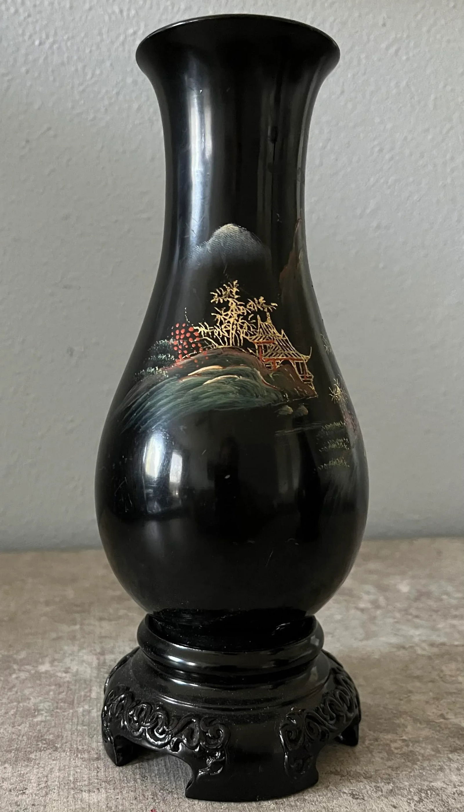 1980s Chinese Hand-Painted Foochow Vases- a Pair - 4