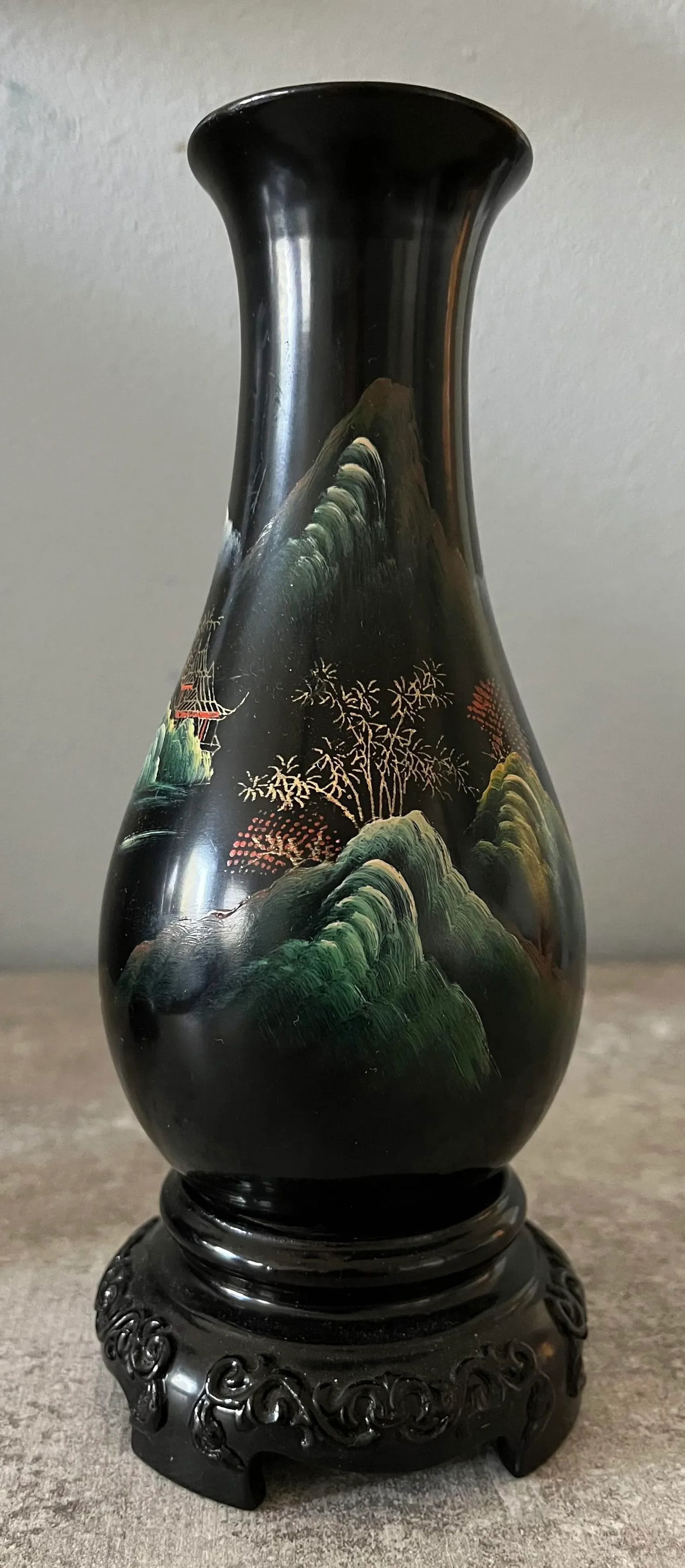 1980s Chinese Hand-Painted Foochow Vases- a Pair - 6