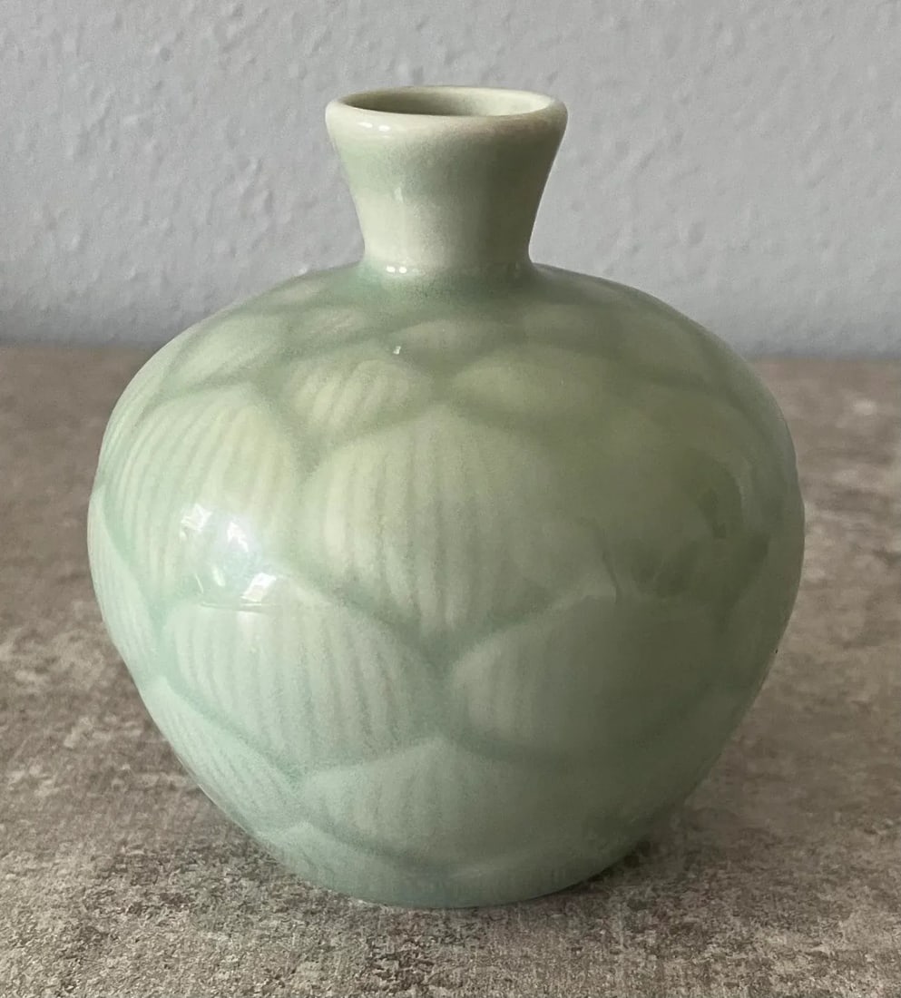 Petite 20th Century Celadon Bud Vase From the Song Dynasty- Marked - 6