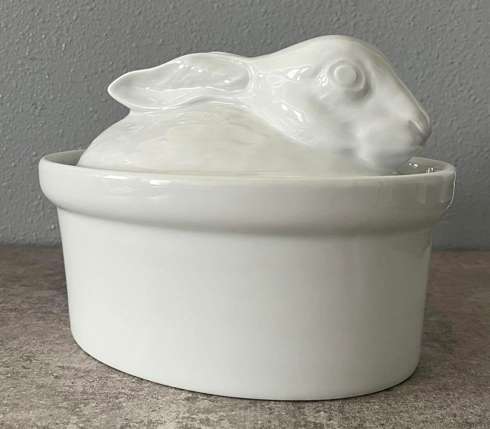 Aplico France Porcelain Bunny Casserole or Baking Dish With Lid- Marked - 2