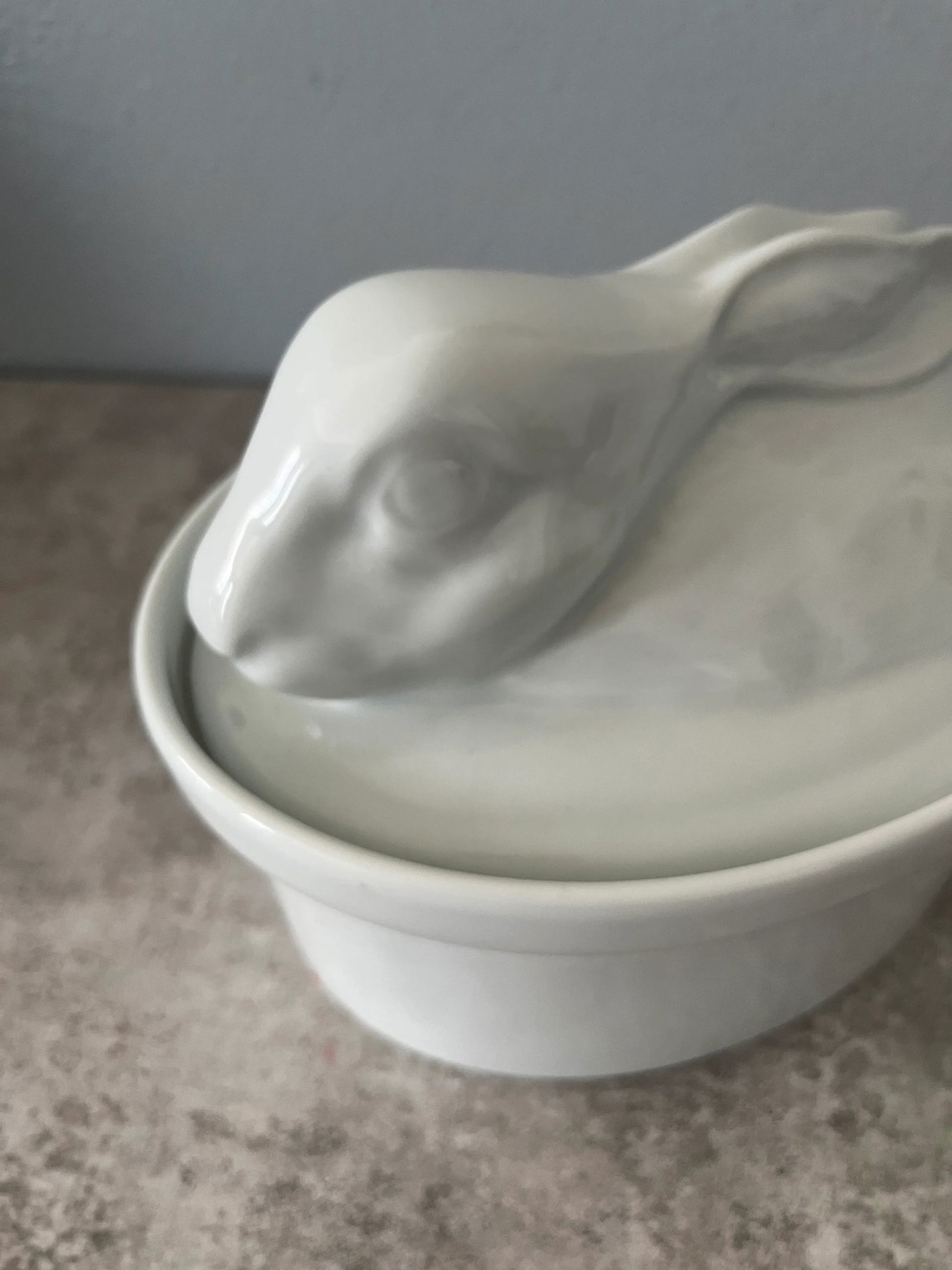 Aplico France Porcelain Bunny Casserole or Baking Dish With Lid- Marked - 6