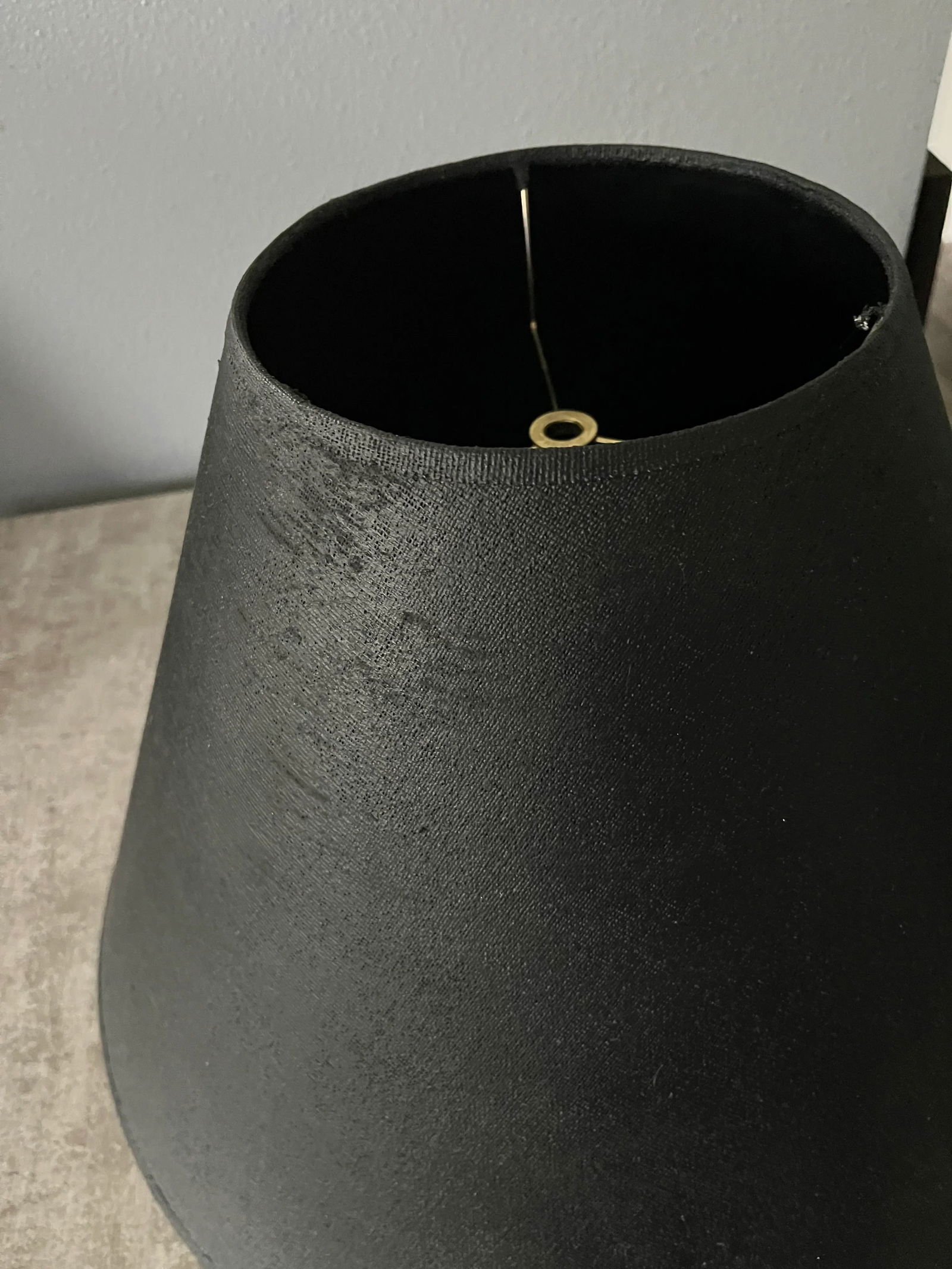 Large Mid Century Modern Textured Statement Black Lampshade - 3