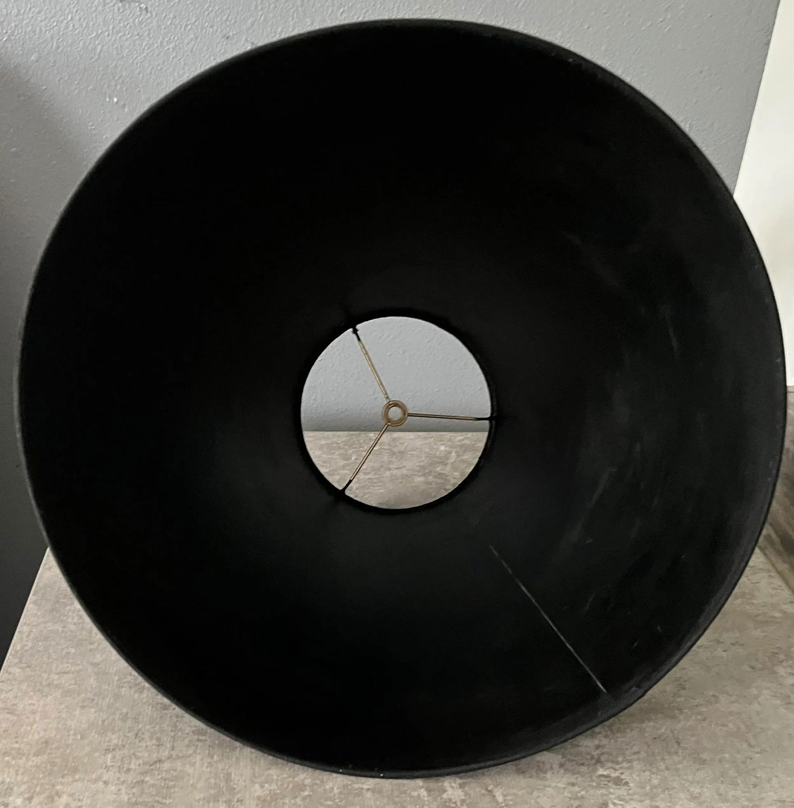 Large Mid Century Modern Textured Statement Black Lampshade - 4