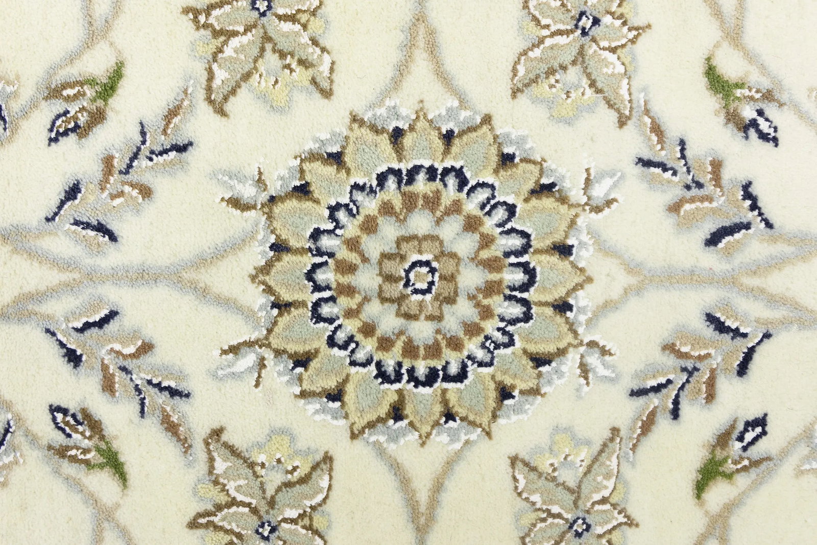 Cream Floral 6'5X9'9 Indo-Nain Oriental Rug - 8