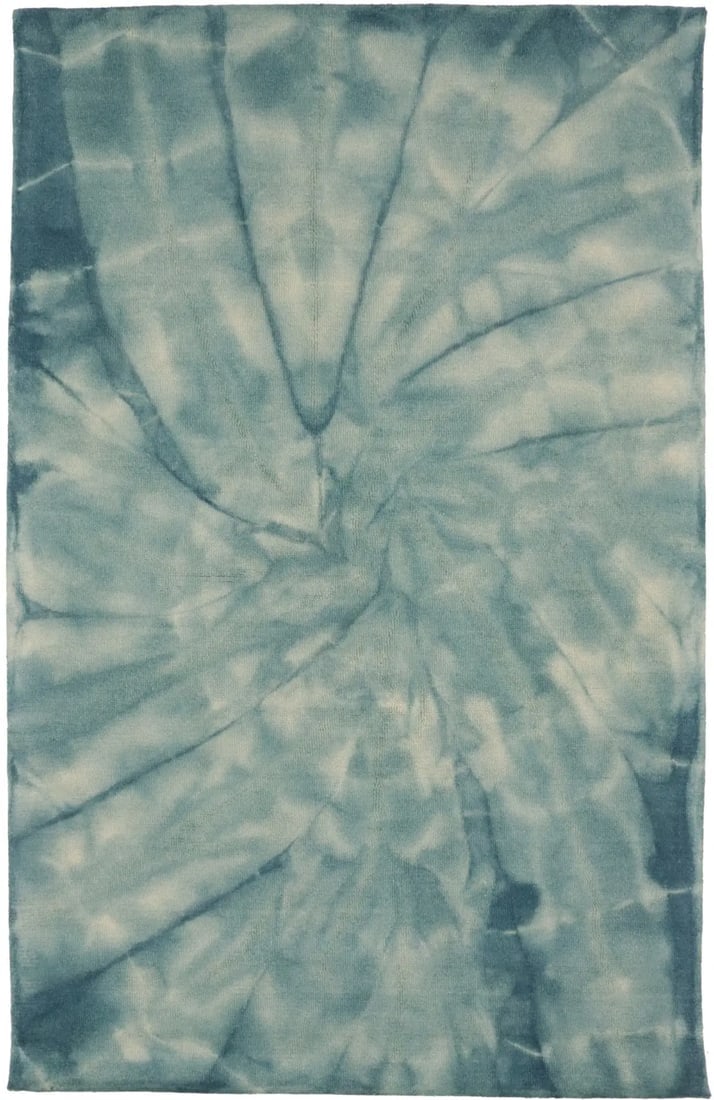Dark Teal Tie-Dye 5X8 Hand-Tufted Modern Rug: Title: Dark Teal Tie-Dye 5X8 Hand-Tufted Modern RugDescription:Hand-Tufted Modern Rug 5X8 Dark Teal Tie-Dye Contemporary Kids Floor CarpetMaterials:WoolDimension:5'0 X 8'0 Ft Reserve: $254.00 