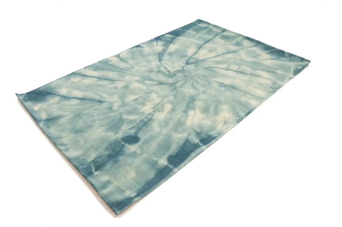 Dark Teal Tie-Dye 5X8 Hand-Tufted Modern Rug - 3